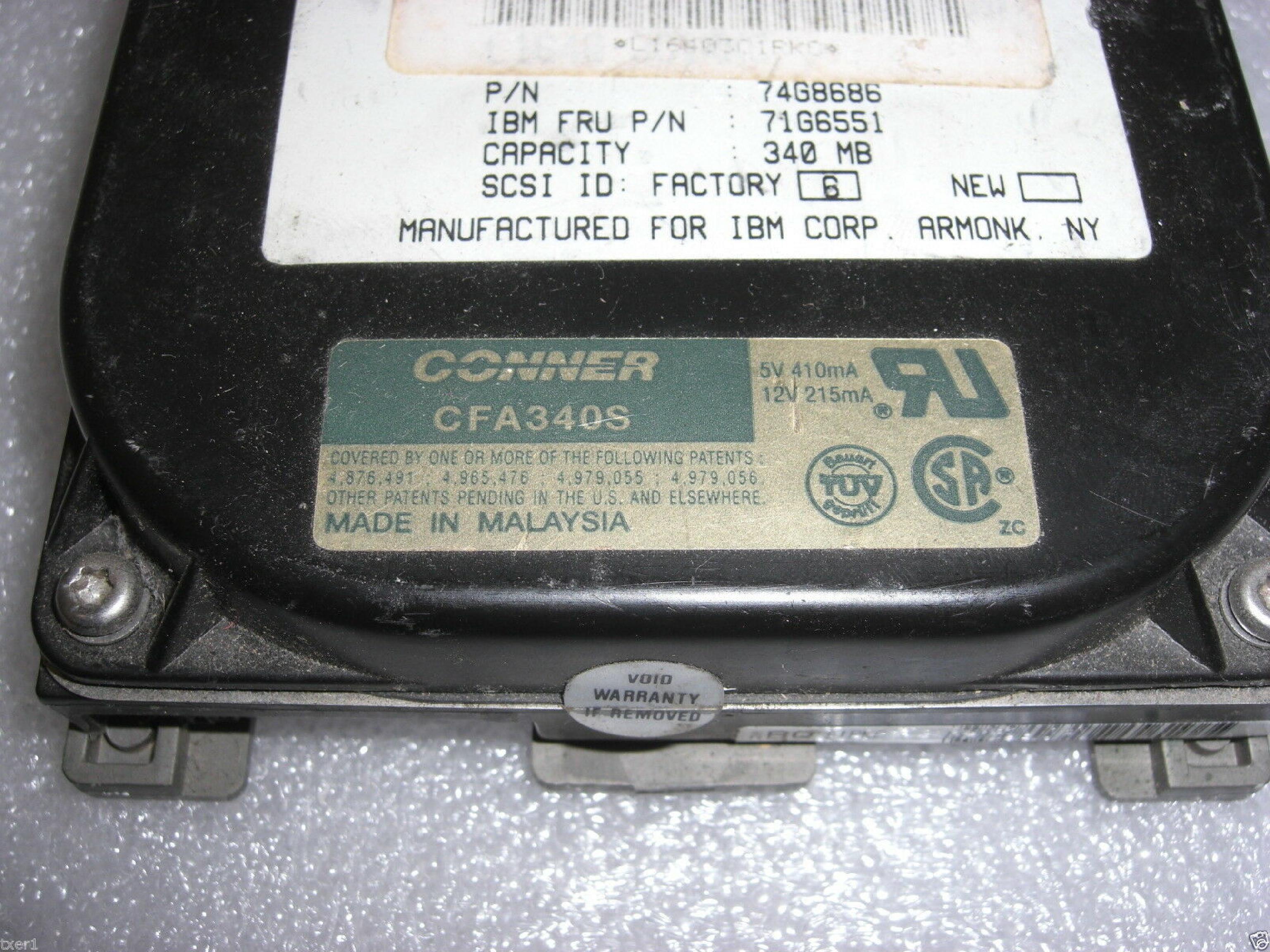 IBM 71G6551 CONNER IDE HARD DRIVE 3.5 INCH 340MB