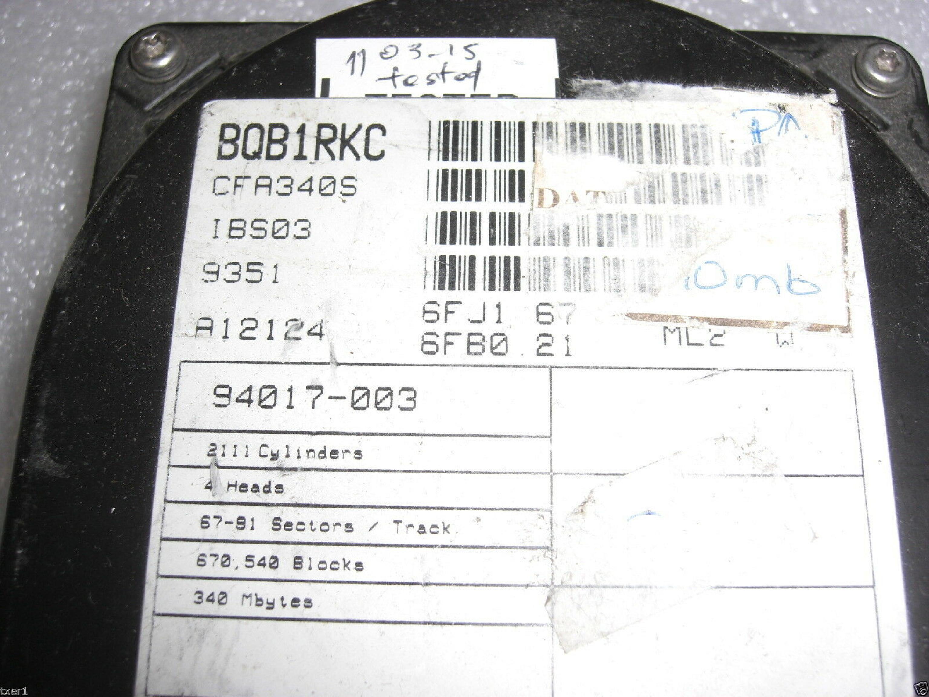 IBM 71G6551 CONNER IDE HARD DRIVE 3.5 INCH 340MB