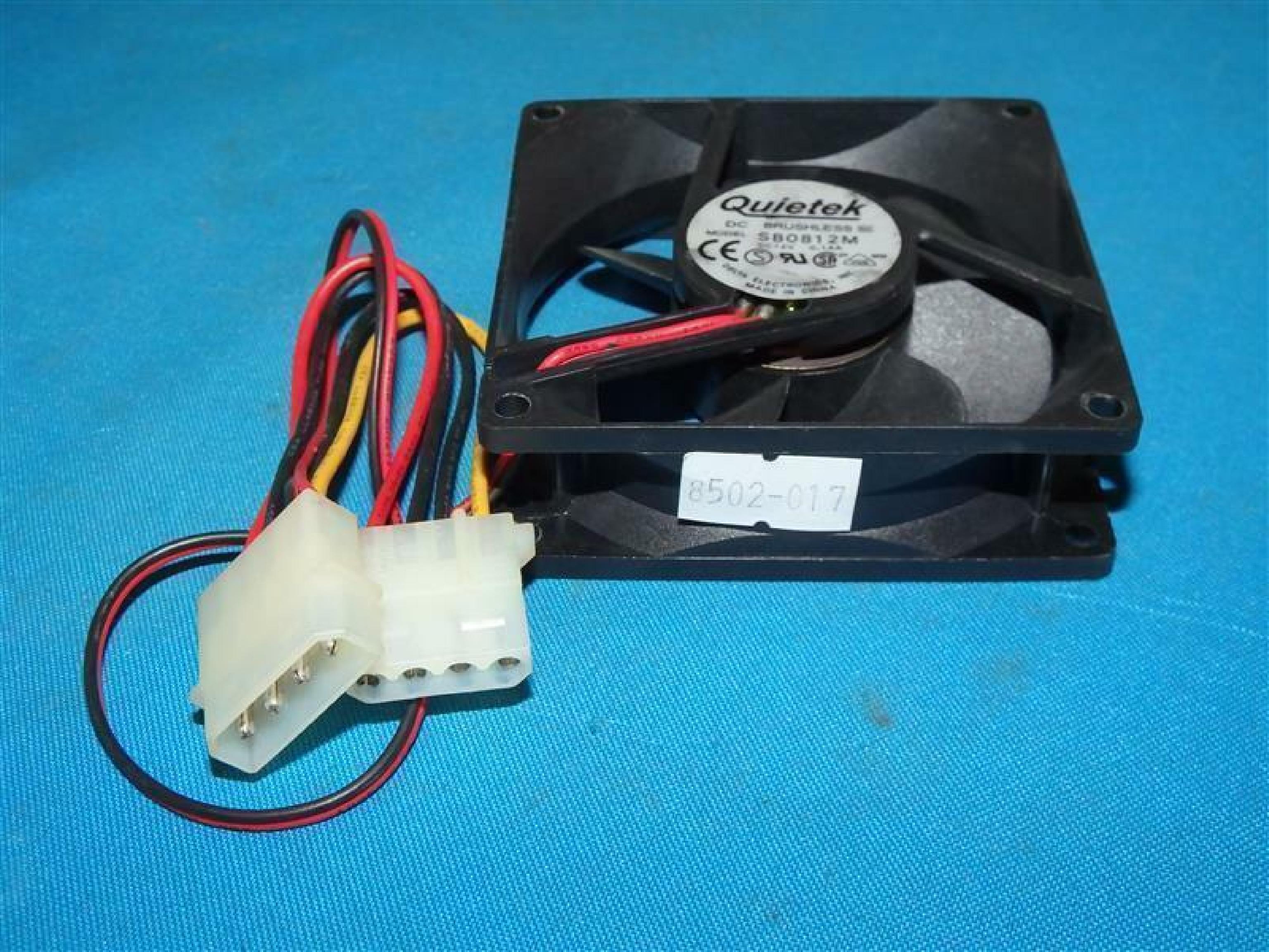 QUIETEK SB0812M 12V DC FAN 80MM BY 25MM 2 WIRE X WIRES CUT, 12VDC 0.14A