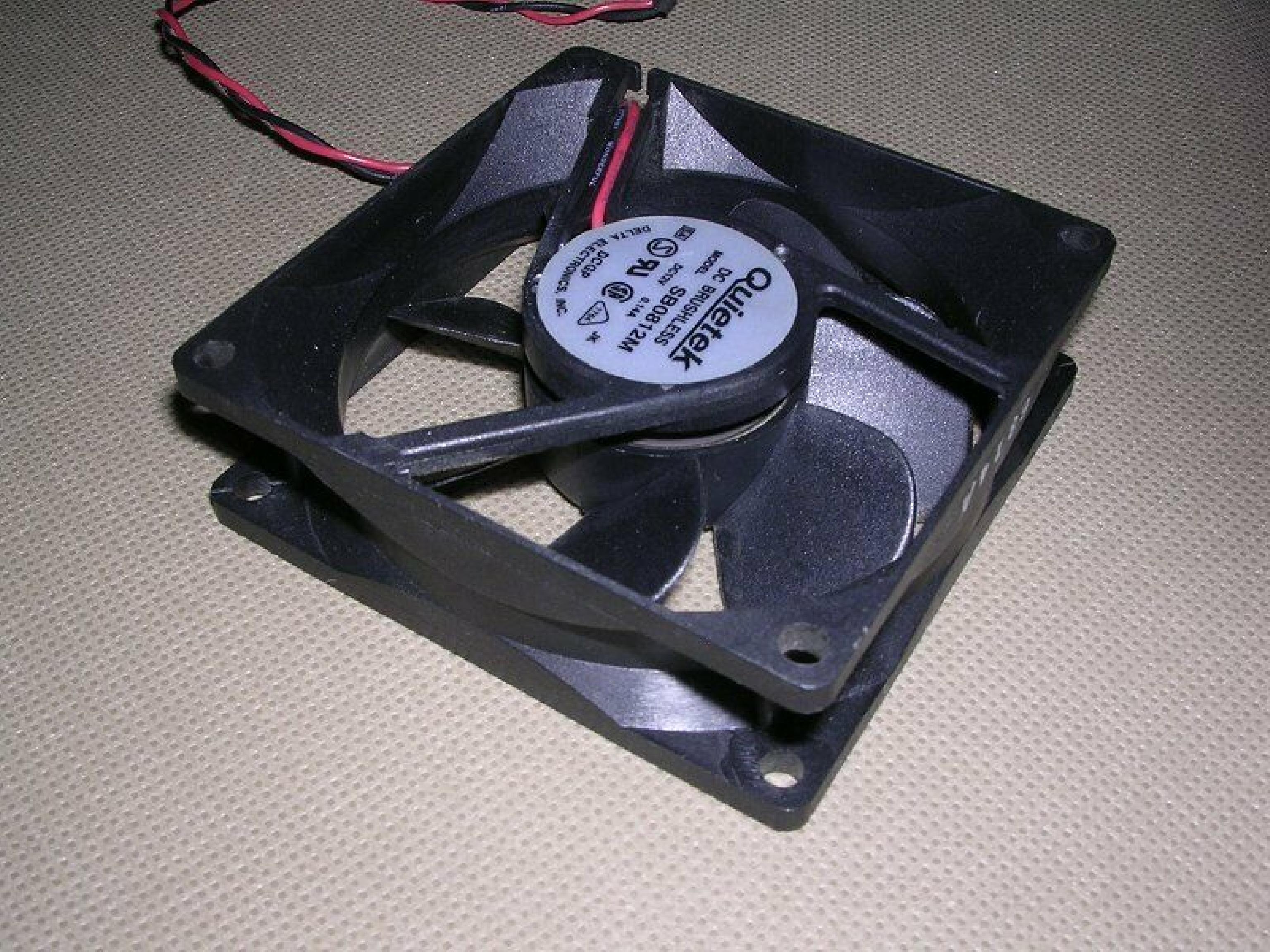 QUIETEK SB0812M 12V DC FAN 80MM BY 25MM 2 WIRE X WIRES CUT, 12VDC 0.14A