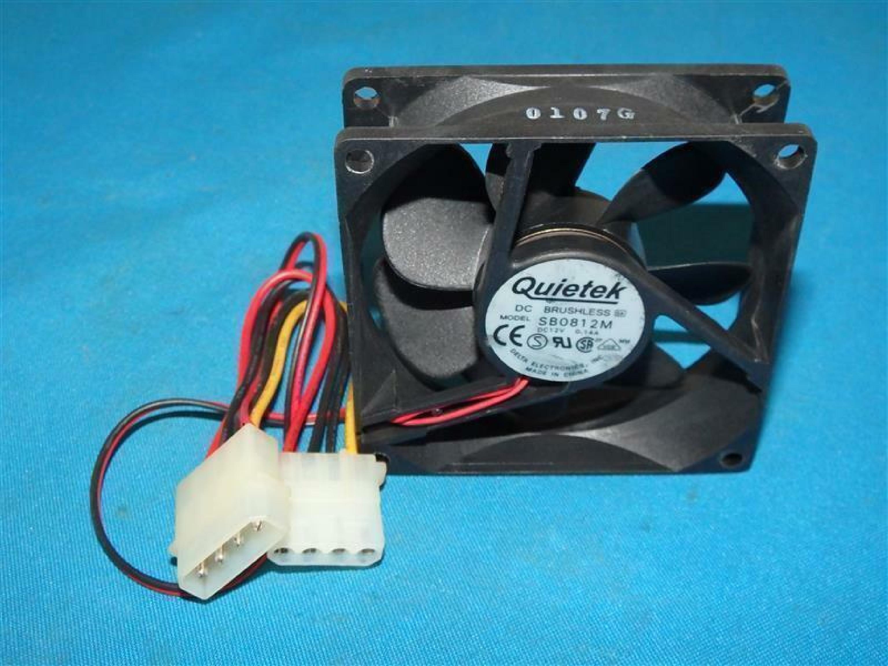 QUIETEK SB0812M 12V DC FAN 80MM BY 25MM 2 WIRE X WIRES CUT, 12VDC 0.14A