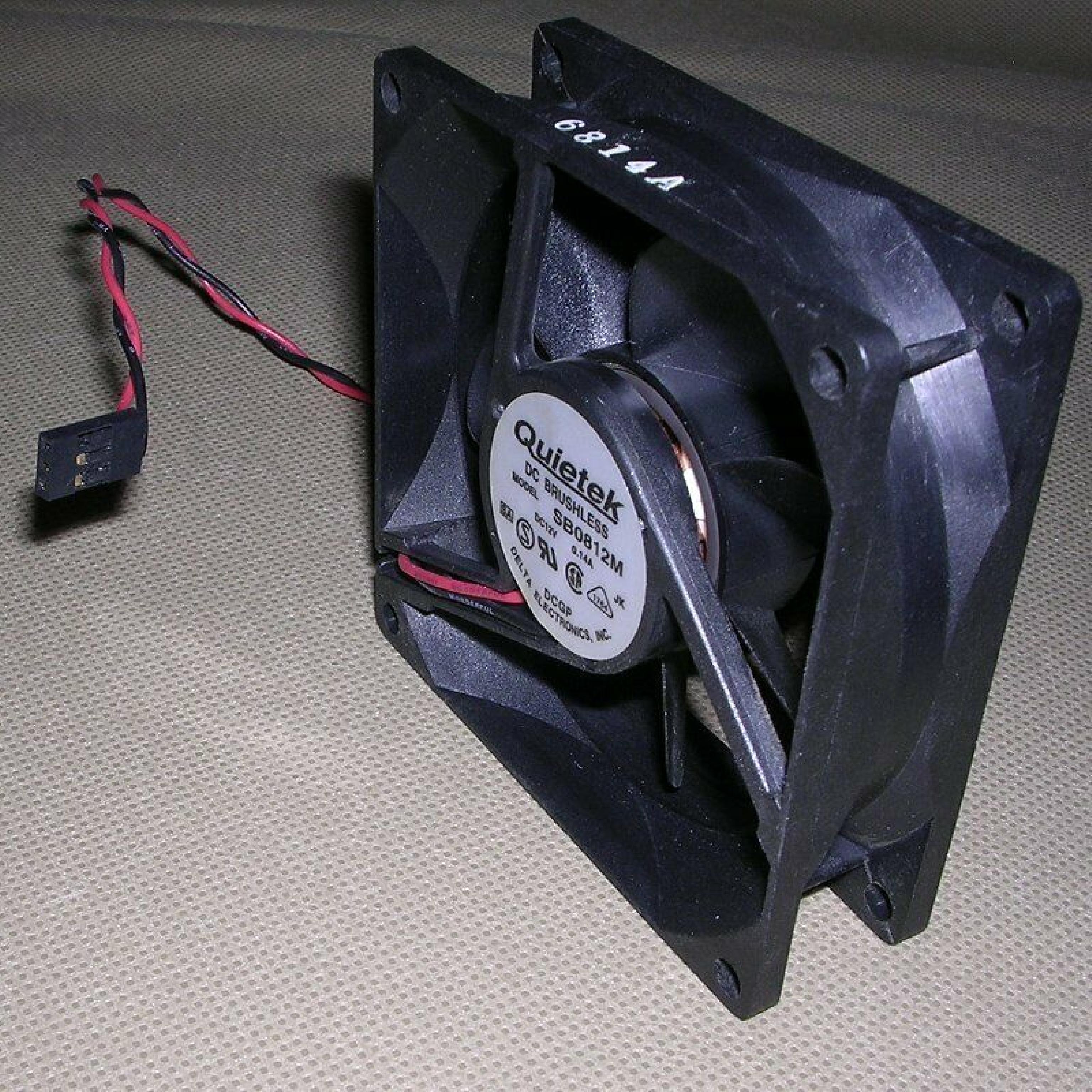 QUIETEK SB0812M 12V DC FAN 80MM BY 25MM 2 WIRE X WIRES CUT, 12VDC 0.14A