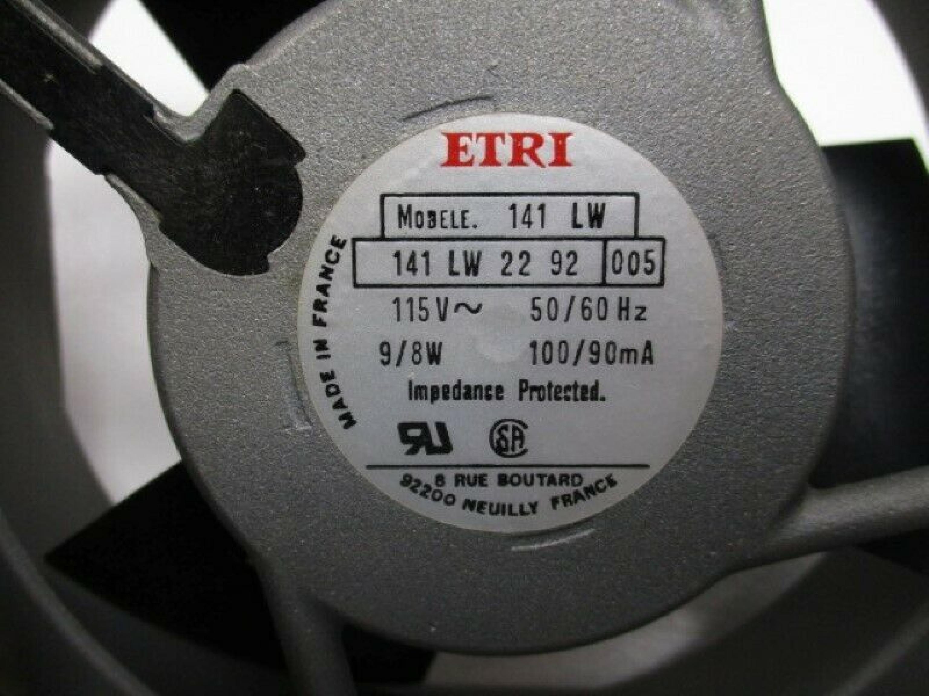 ETRI 141LW FAN PULLED FROM XEROX MODEL 6060