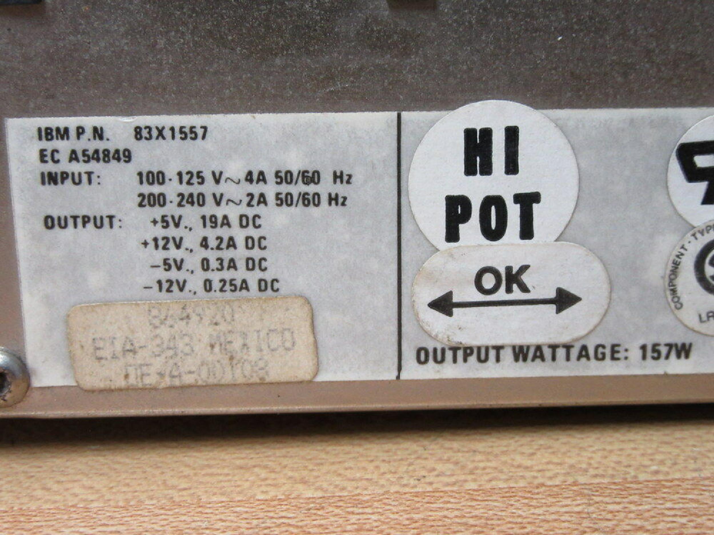 IBM 83X1557 XT POWER SUPPLY