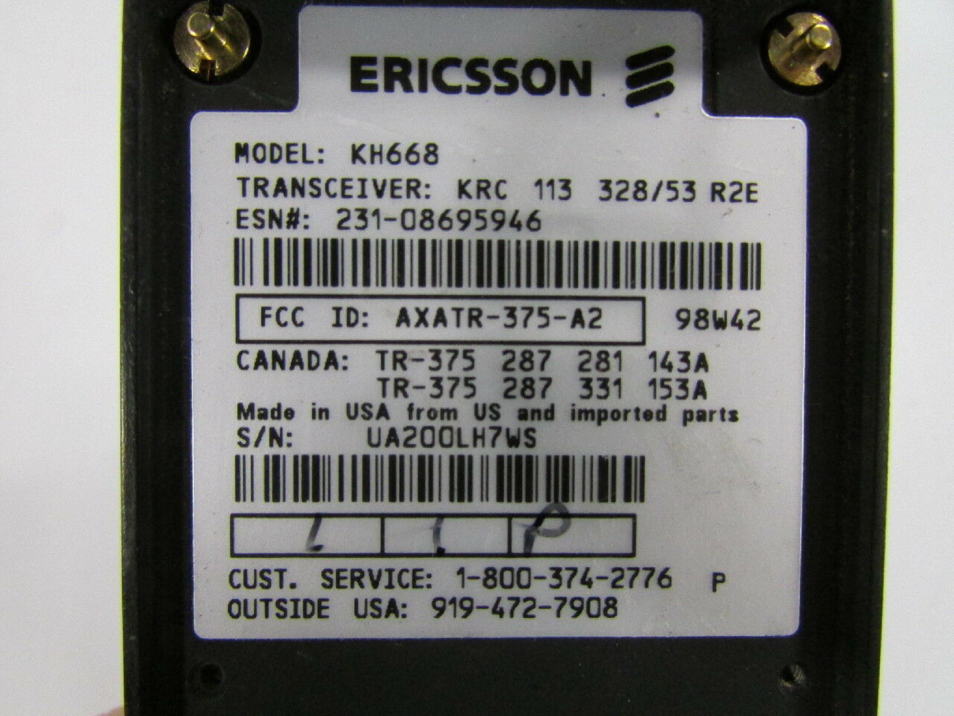 ERICSSON KH668 WIRELESS TELEPHONE