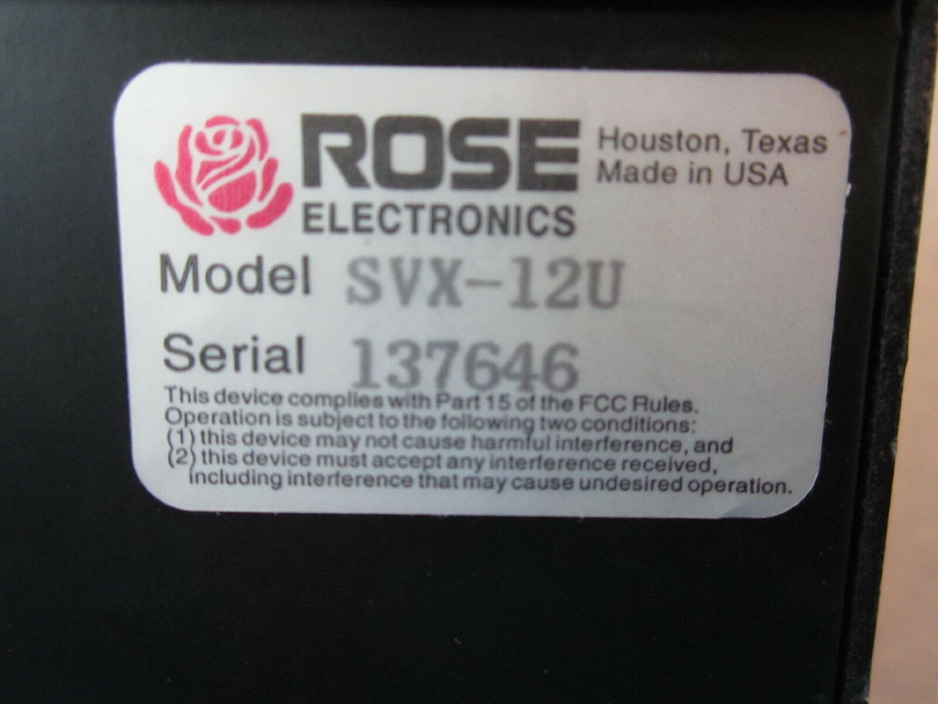 ROSE ELECTRONICS SVX-12U SERVEVIEW 12 PORT AUTO SWITCHBOX CABLES POWER SUPPLY