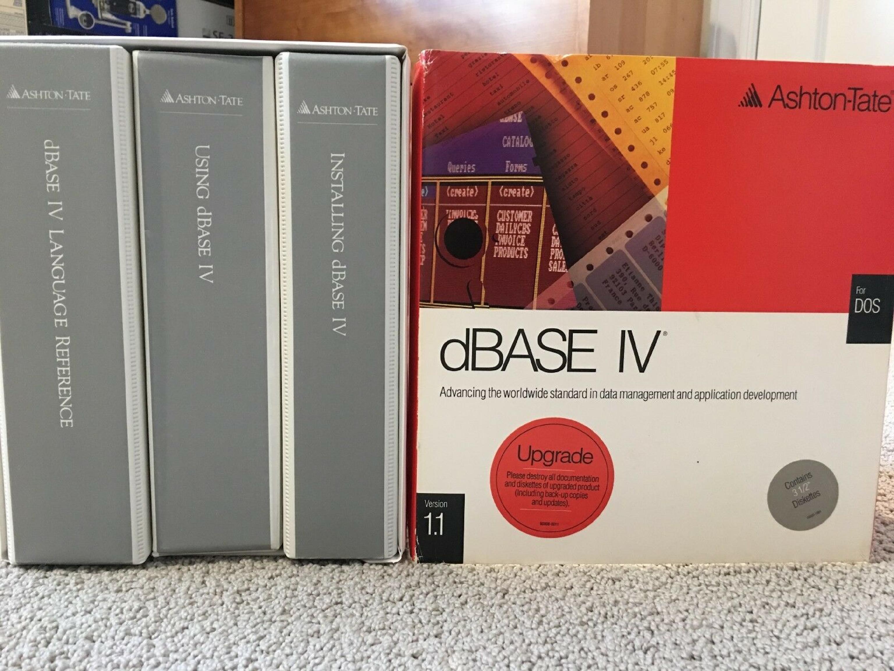 ASHTON TATE DBASE IV DBASE IV ALL MANUALS AND DISKS 3.5 INCH MEDIA