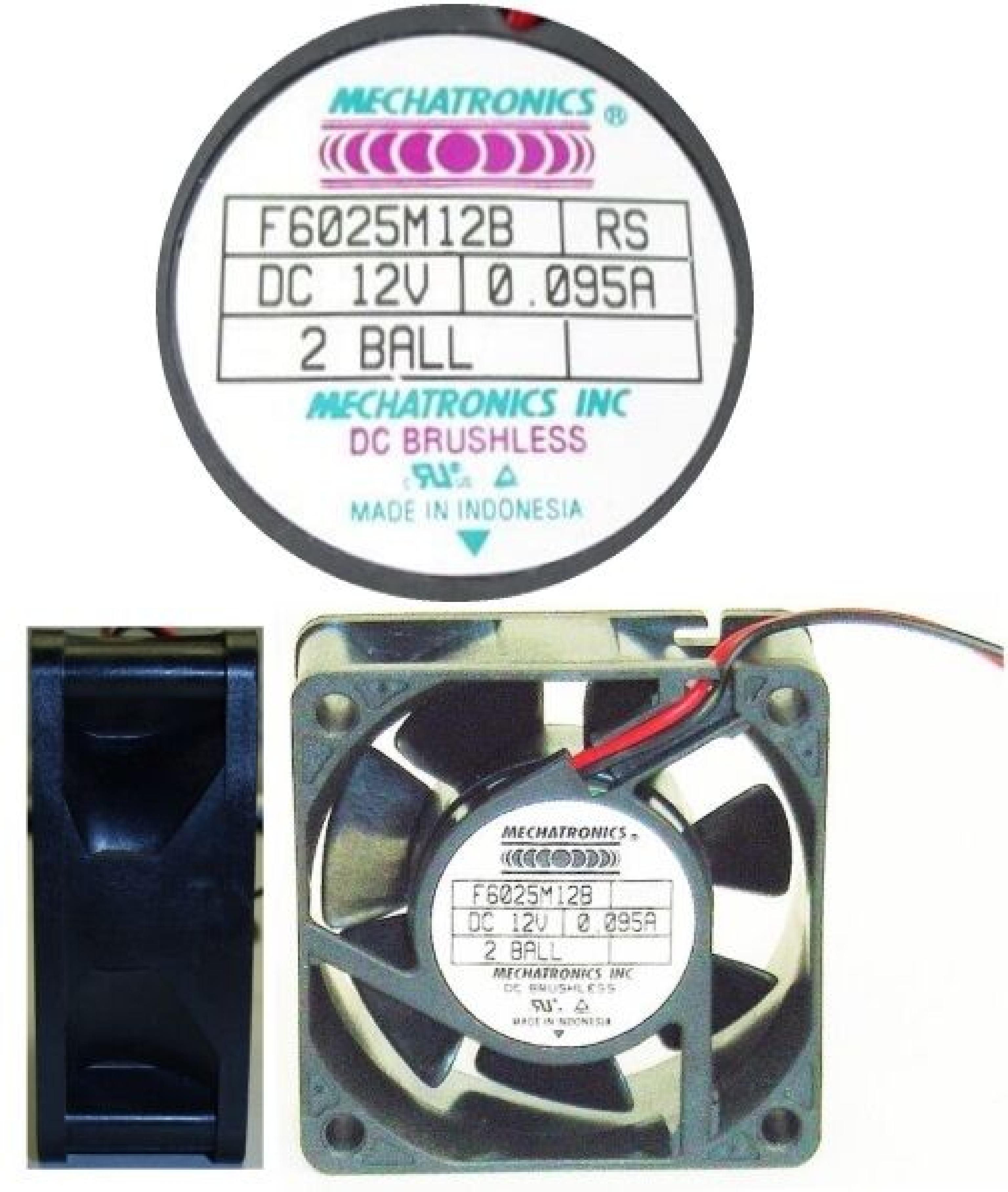 MECHATRONICS F6025M12B FAN 12V DC .095AMP