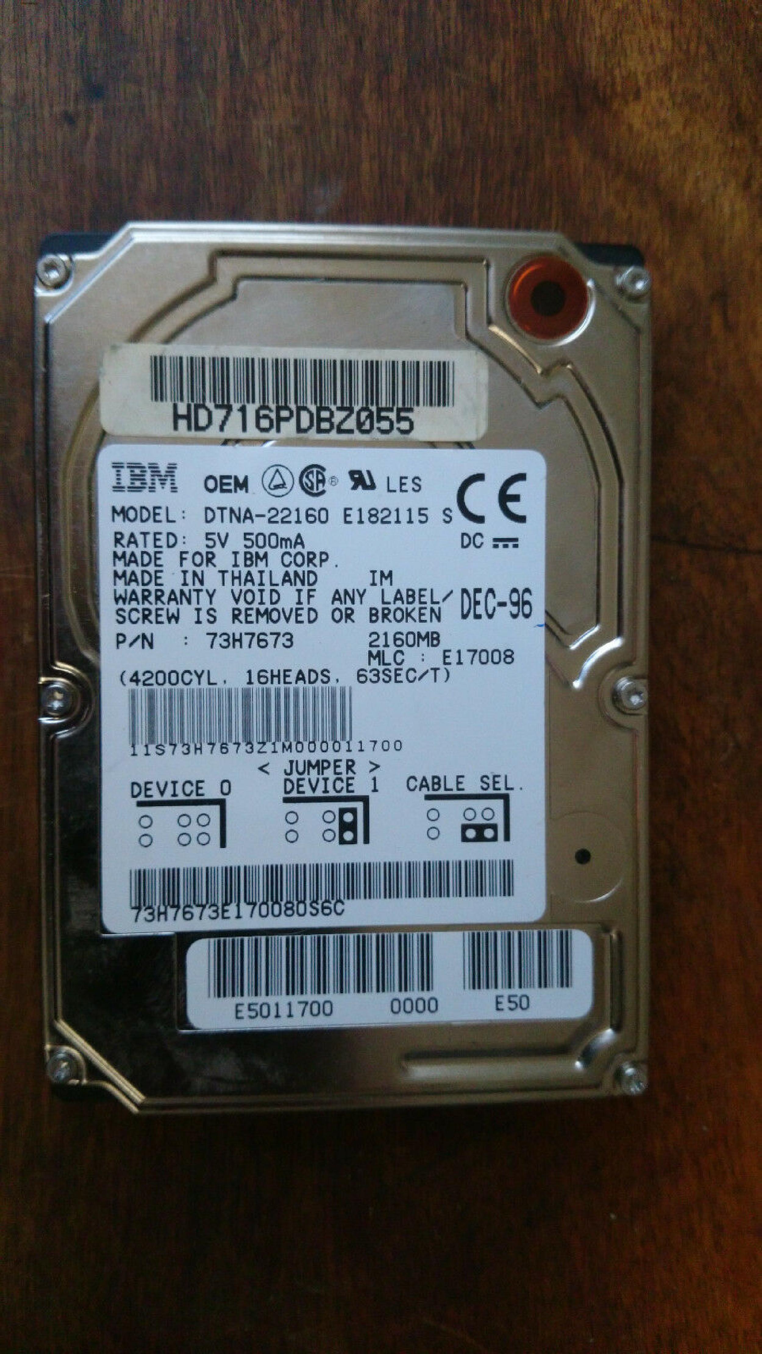 IBM 73H7673 2.1GB 2.5 INCH NOTEBOOK DRIVE