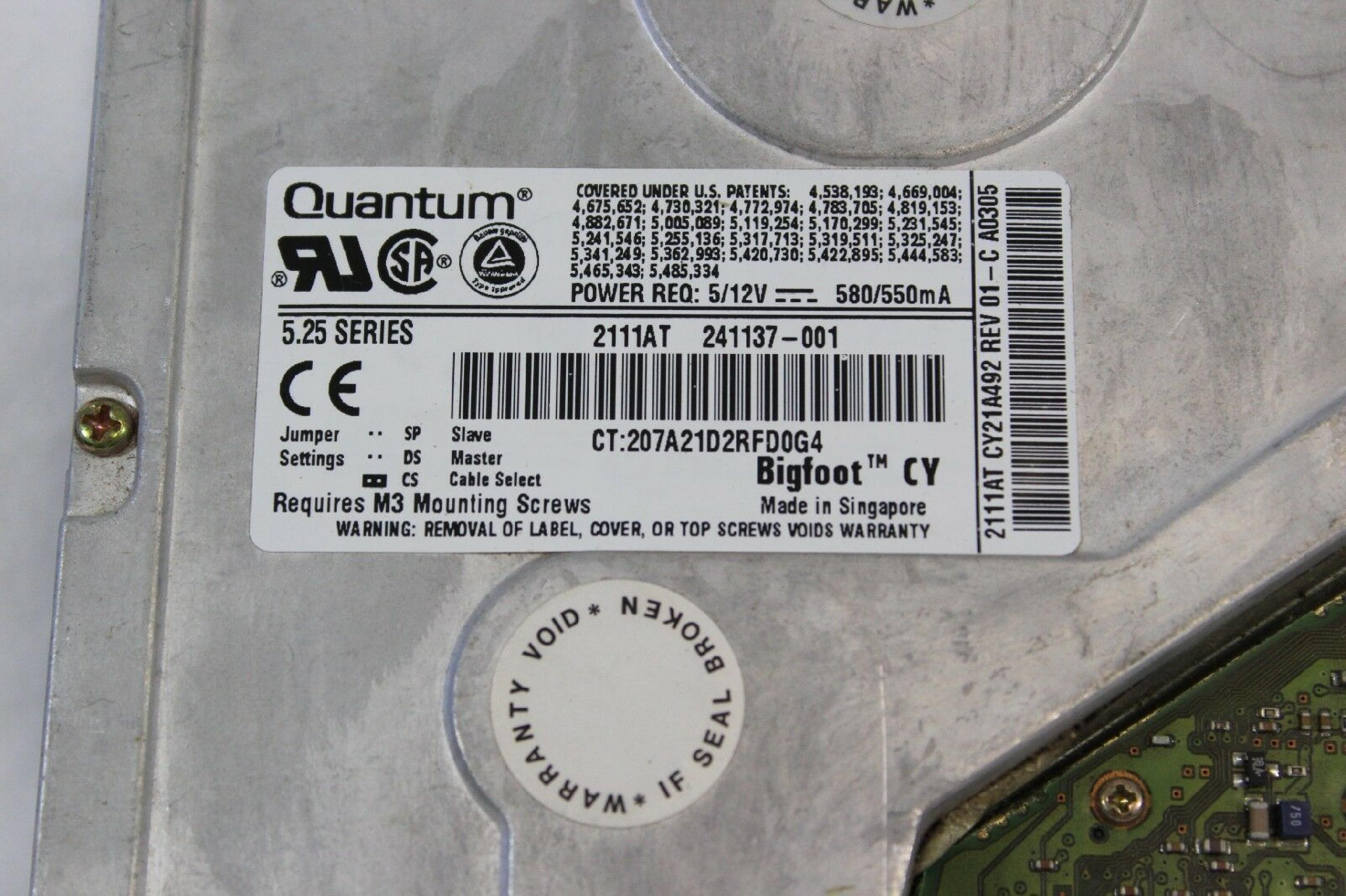 QUANTUM 2111AT 2.1GB 5.25 INCH IDE HARD DRIVE