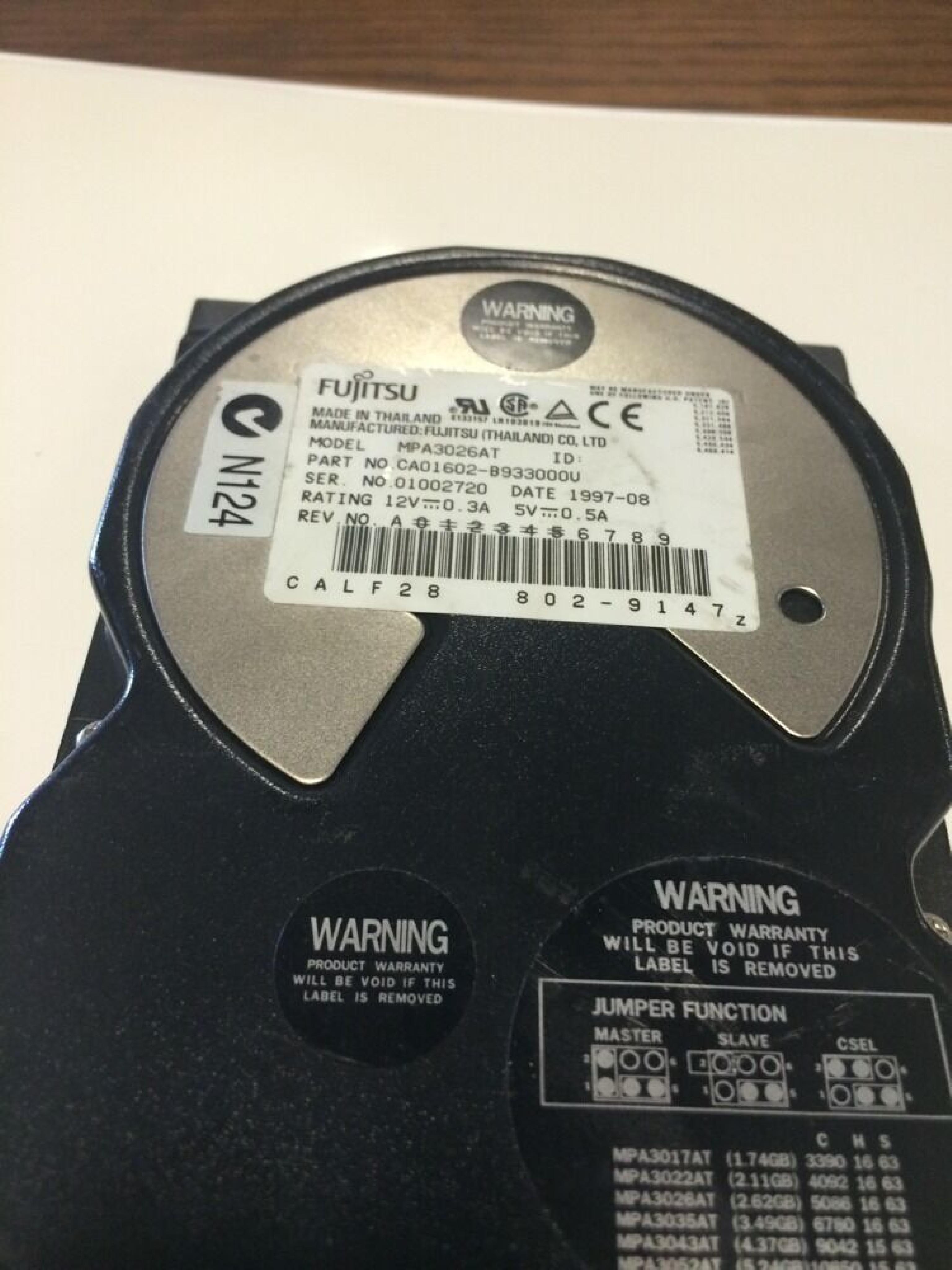 FUJITSU MPA3026AT 2.6GB 3.5 INCH IDE DRIVE - HP SERVICE SPARE