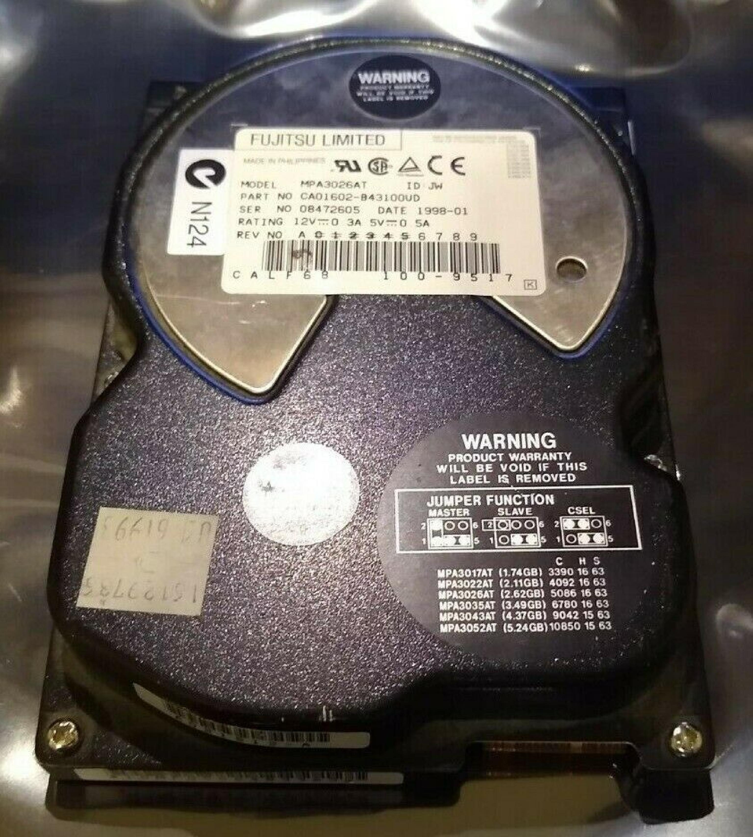 FUJITSU MPA3026AT 2.6GB 3.5 INCH IDE DRIVE - HP SERVICE SPARE