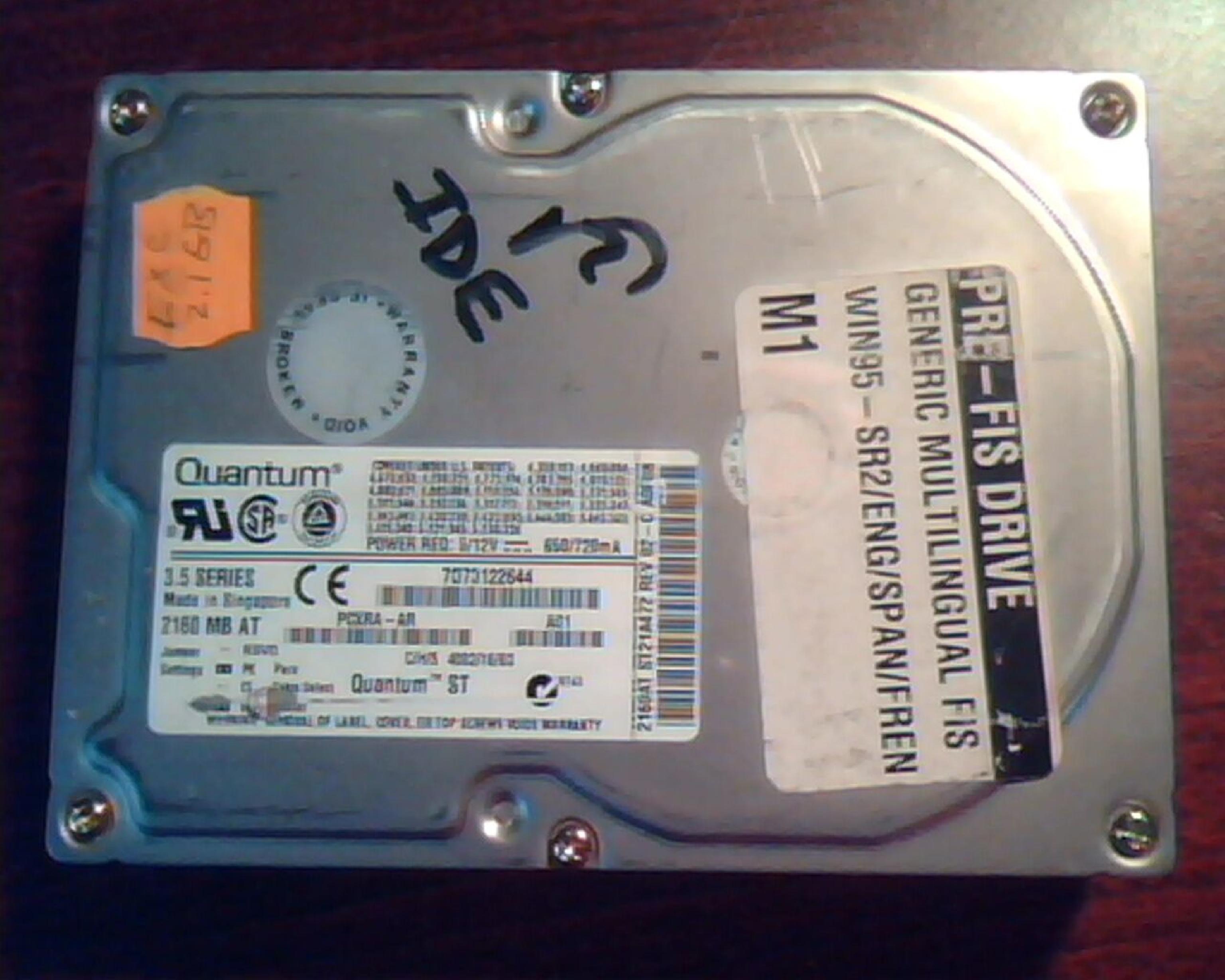 QUANTUM ST21A011 2.1GB 3.5 INCH IDE DRIVE - HP SERVICE SPARE