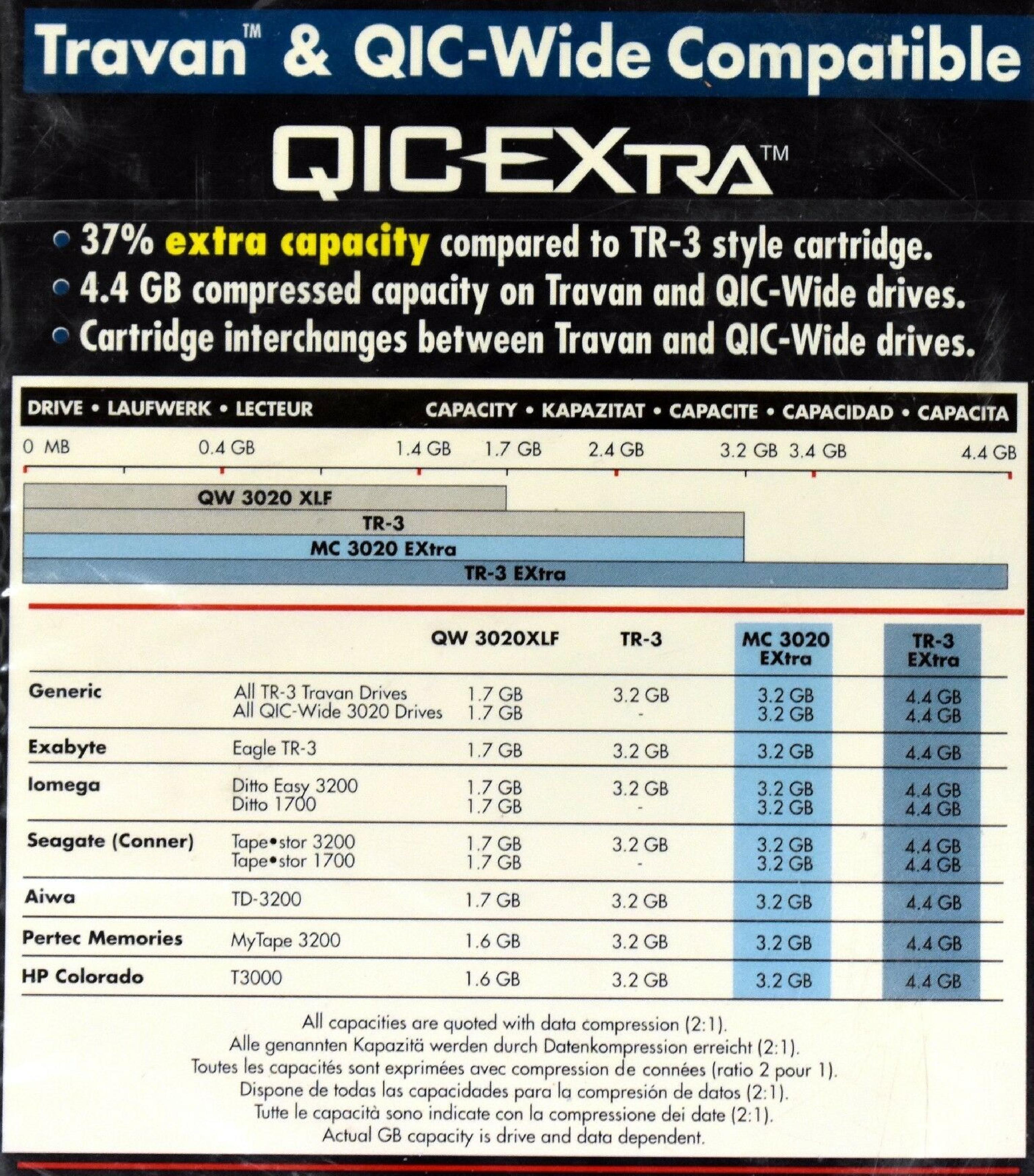 VERBATIM TR-3 EXTRA QIC-3020-MC 2.2GB/4.4GB TAPE CARTRIDGE