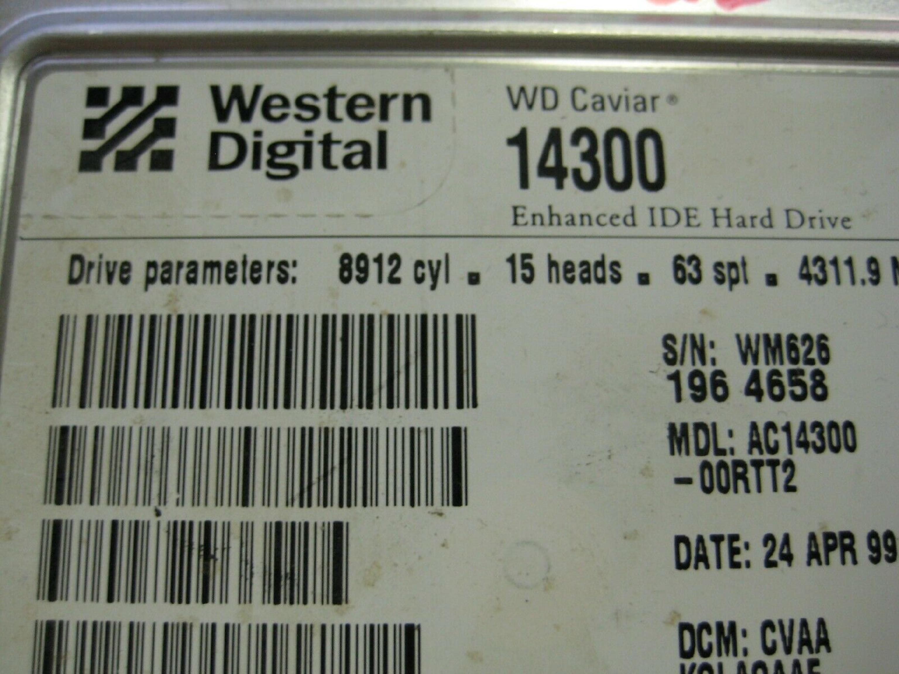 WESTERN DIGITAL / WD AC14300-00RTT2 4.3GB 3.5 INCH IDE HARD DRIVE