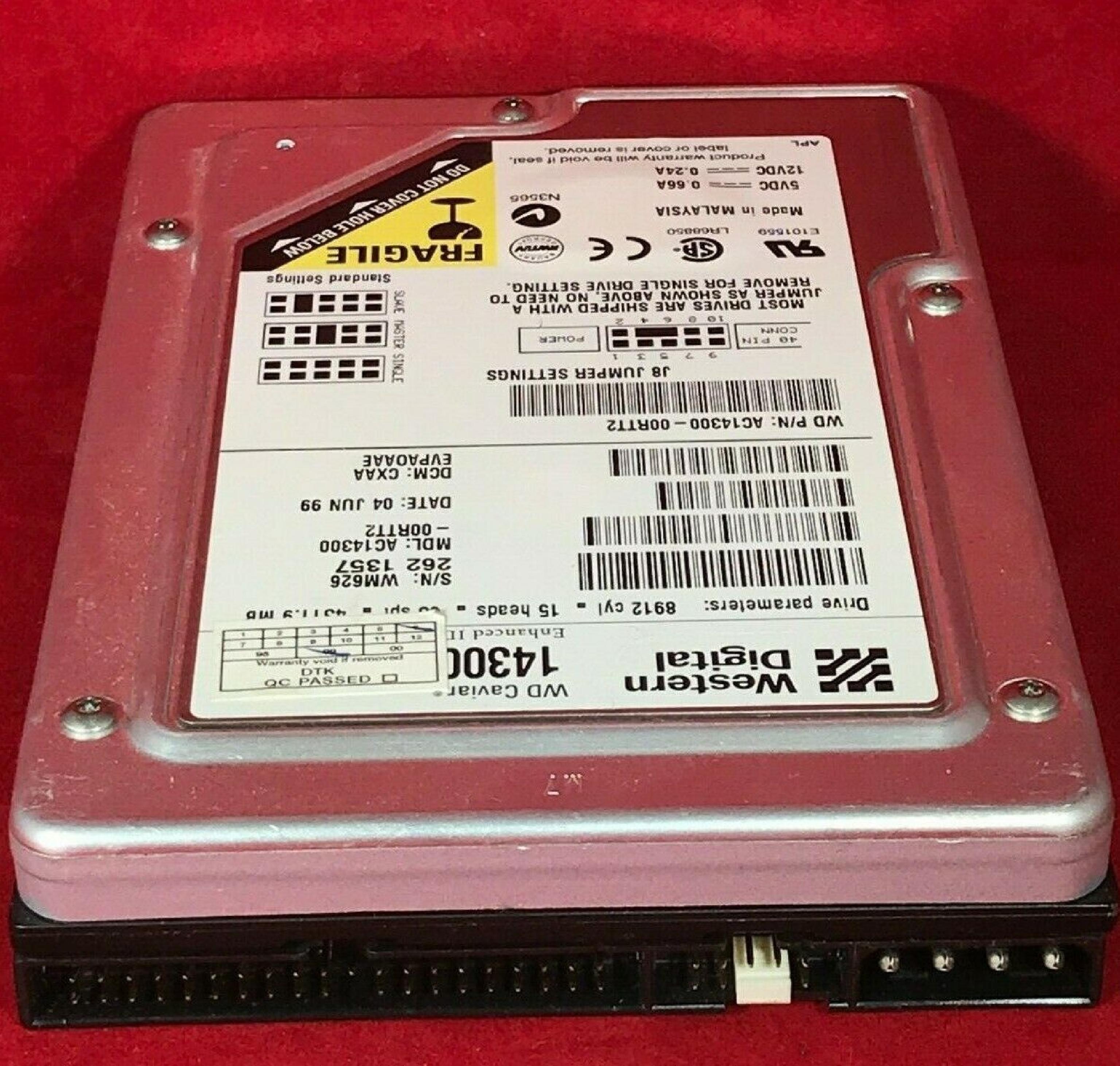 WESTERN DIGITAL / WD AC14300-00RTT2 4.3GB 3.5 INCH IDE HARD DRIVE