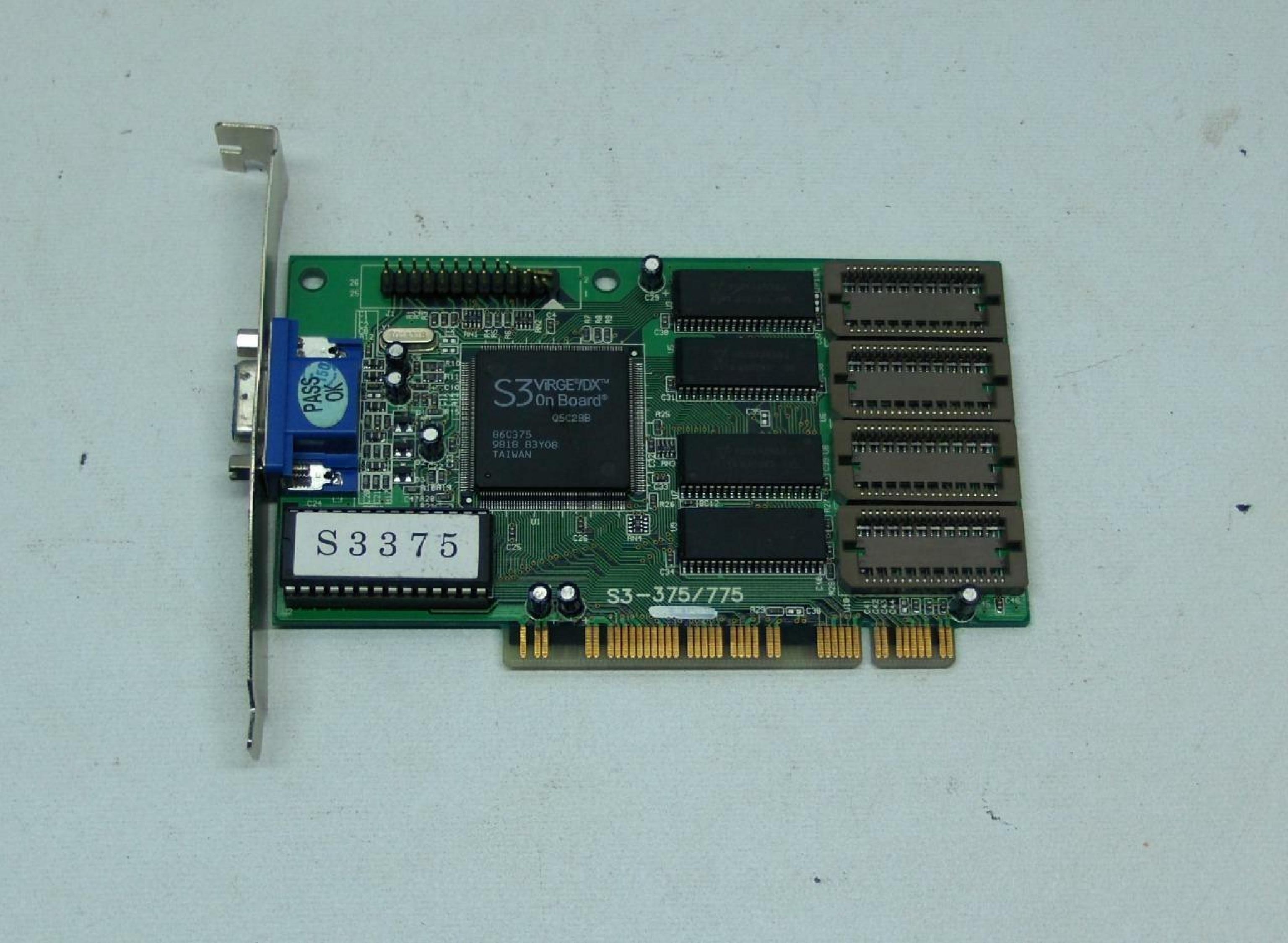 EXPERT COLOR / APAC / S3 GRAPHICS S3-375/775 PCI VGA 2MB RAM CARD S3 VIRGE/DX 86C375