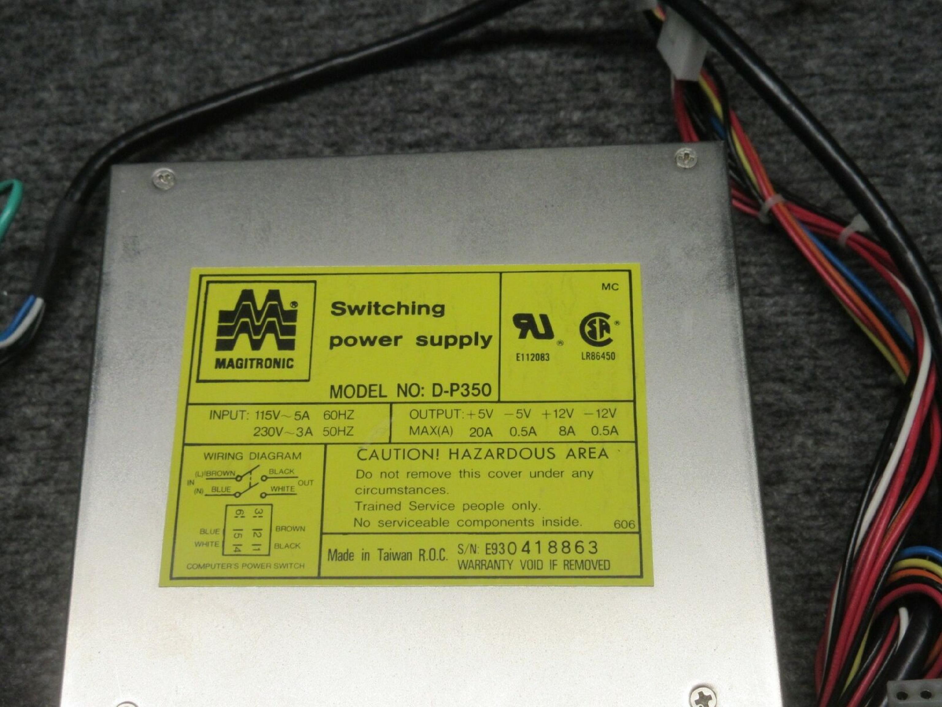 MAGITRONIC D-P350 200W AT STYLE POWER SUPPLY