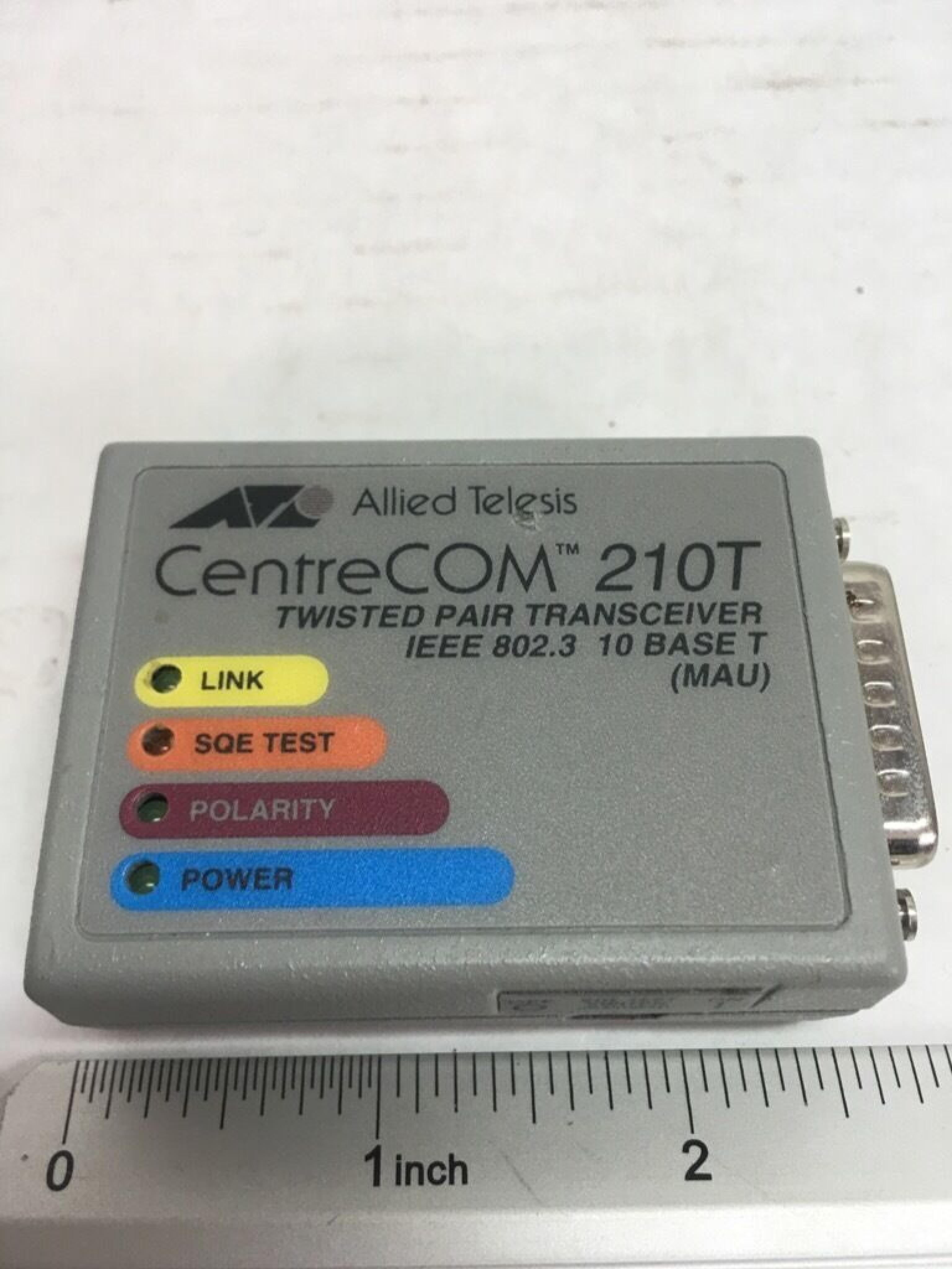 ALLIED TELESYSTEMS AT-210T-05 TWISTED PAIR TRANSCEIVER RJ45, 10BT TO AUI 10B5