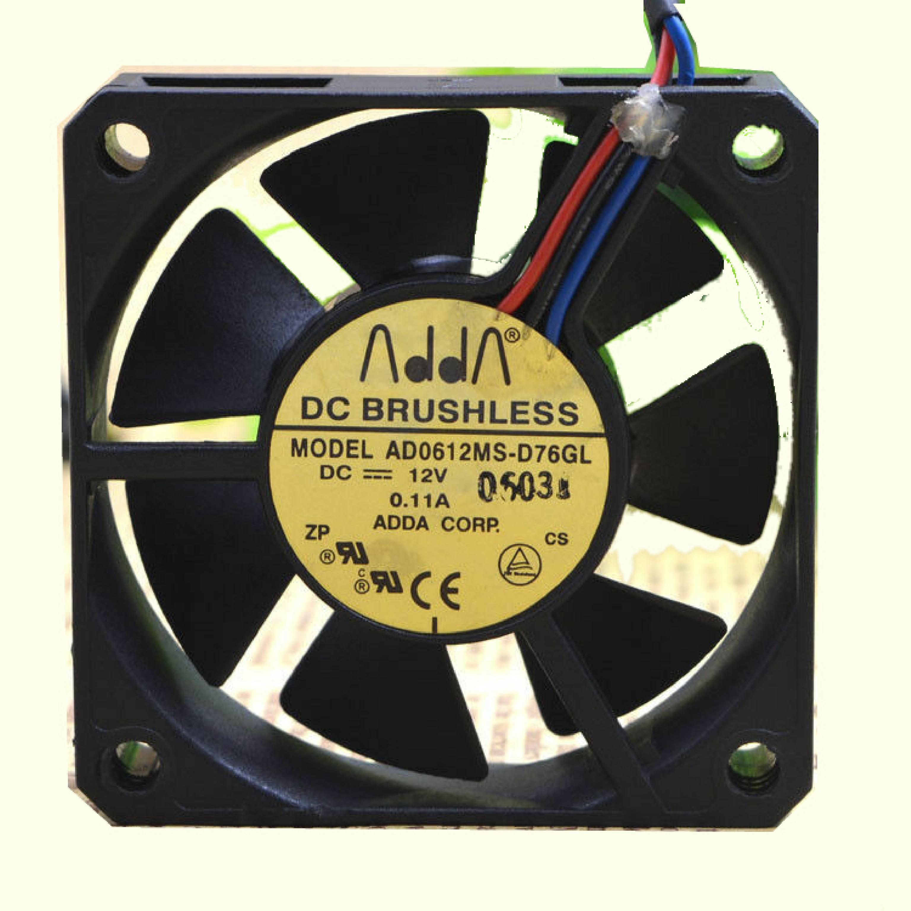 ADDA CORP. AD0612MS-D76GL 60MM FAN 12V .18A DC BRUSHLESS 15MM THICK