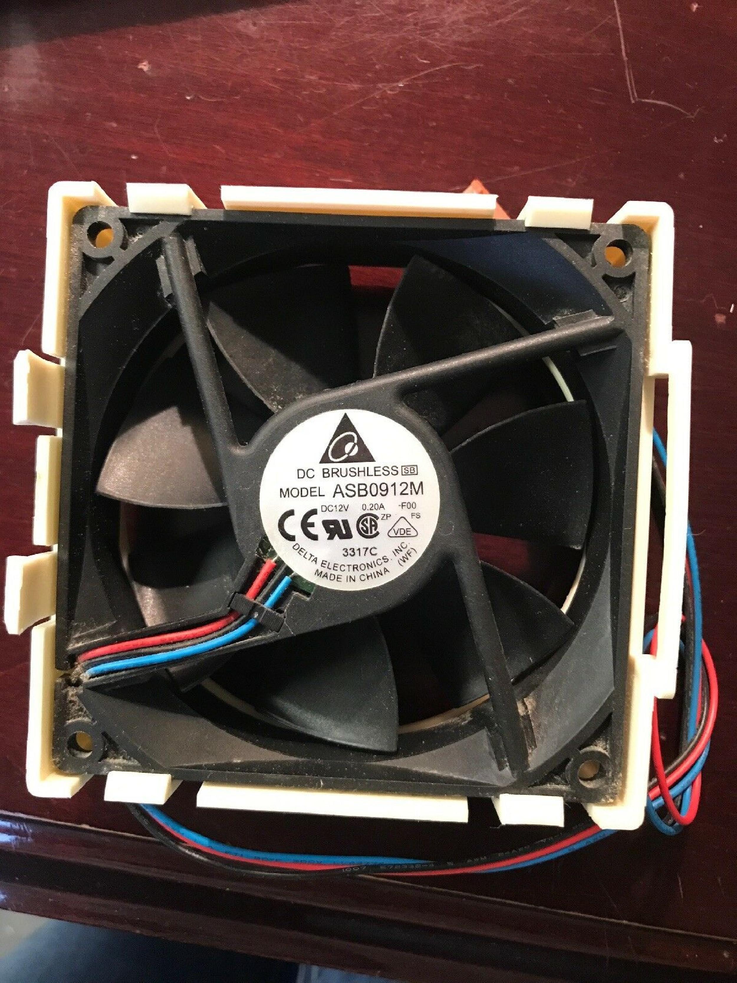 DELTA ELECTRONICS ASB0912M FAN DC 12V 92MM 3 5/8 INCHES BY 25MM 1 INCH TWO WIRE CONNECTOR 92X92X25MM NO 12VDC 2 5INCH CABLE WITH PIN