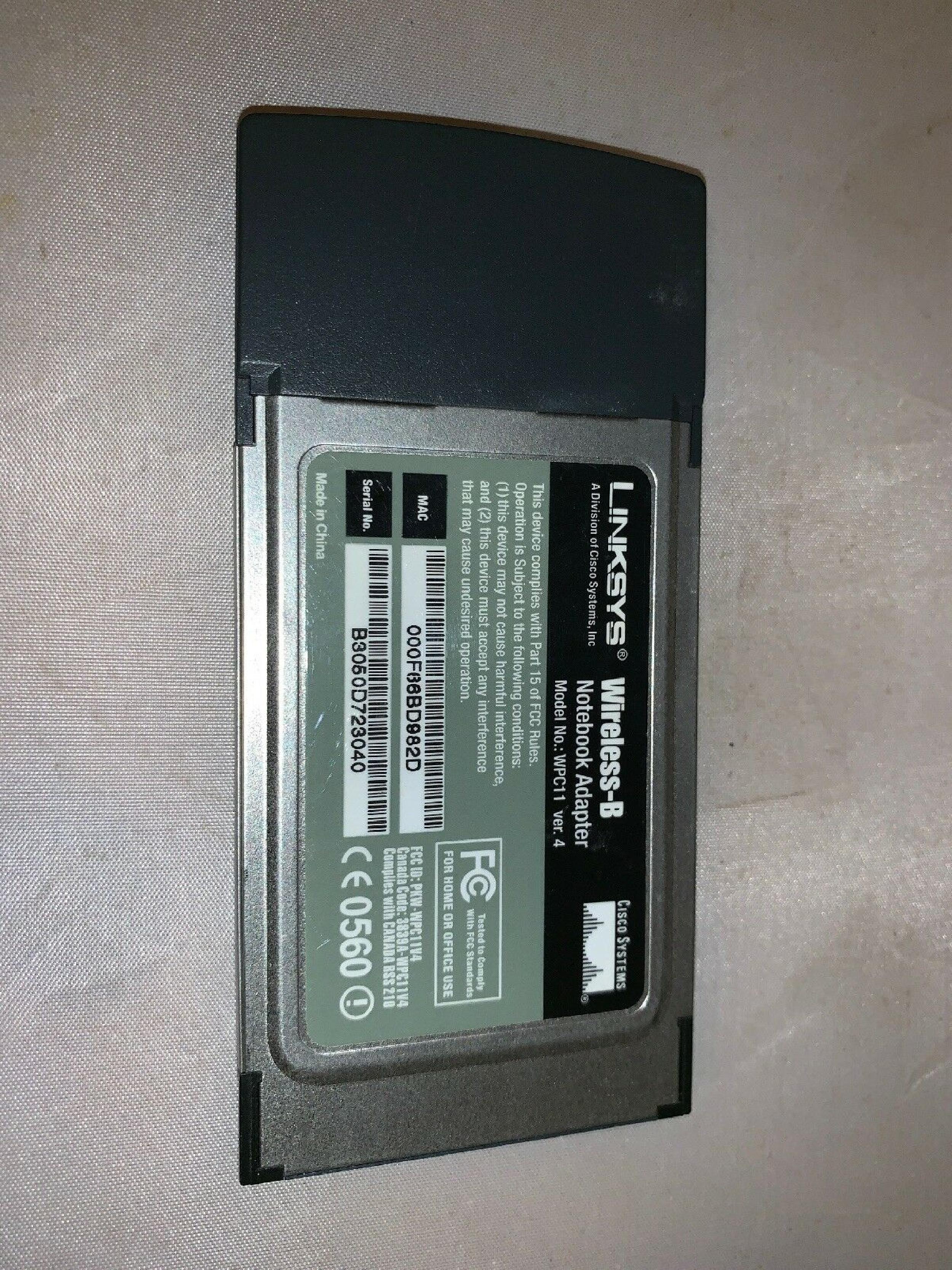 LINKSYS WPC11 PC CARD FOR WIRELESS ROUTER