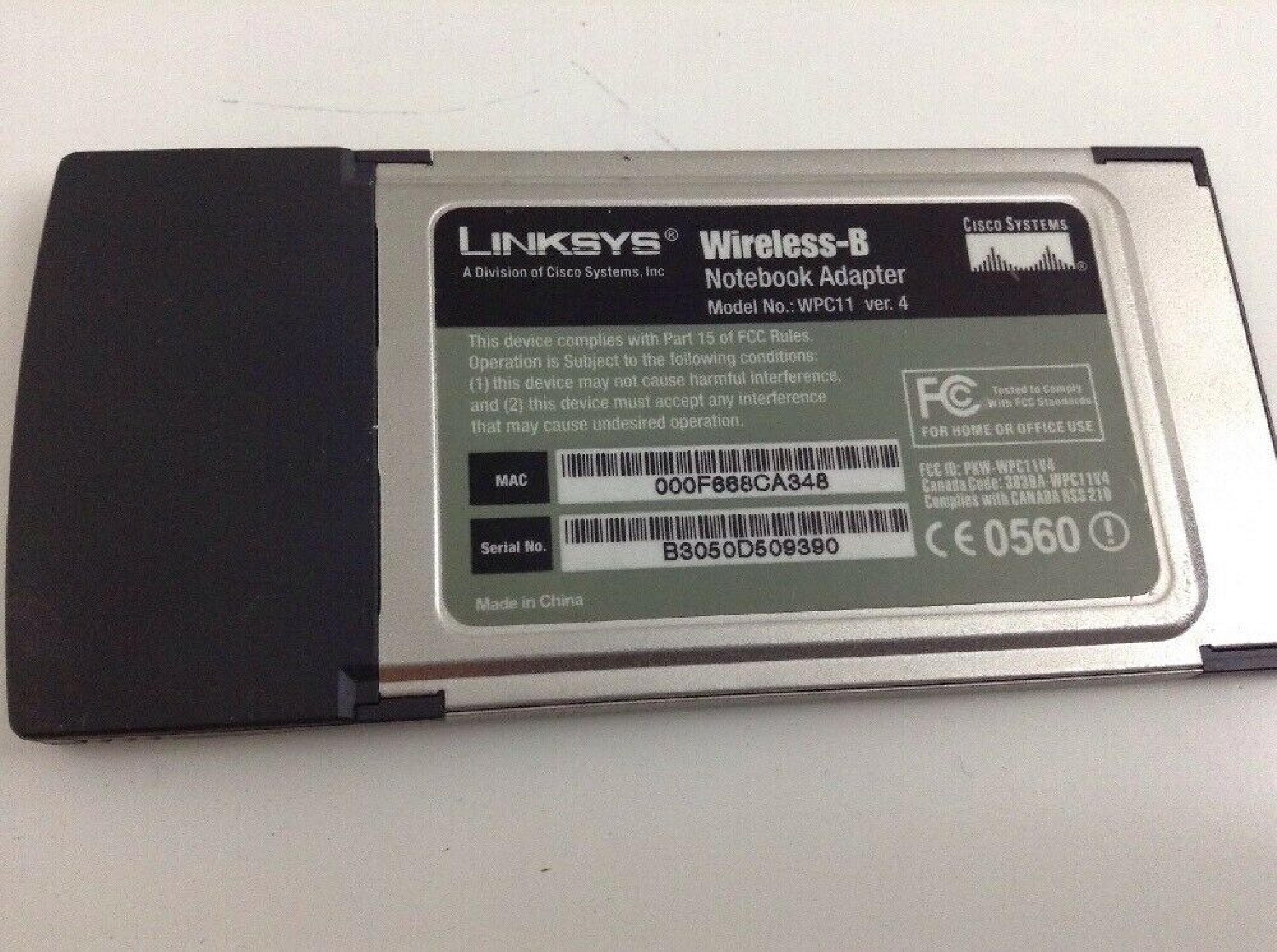 LINKSYS WPC11 PC CARD FOR WIRELESS ROUTER