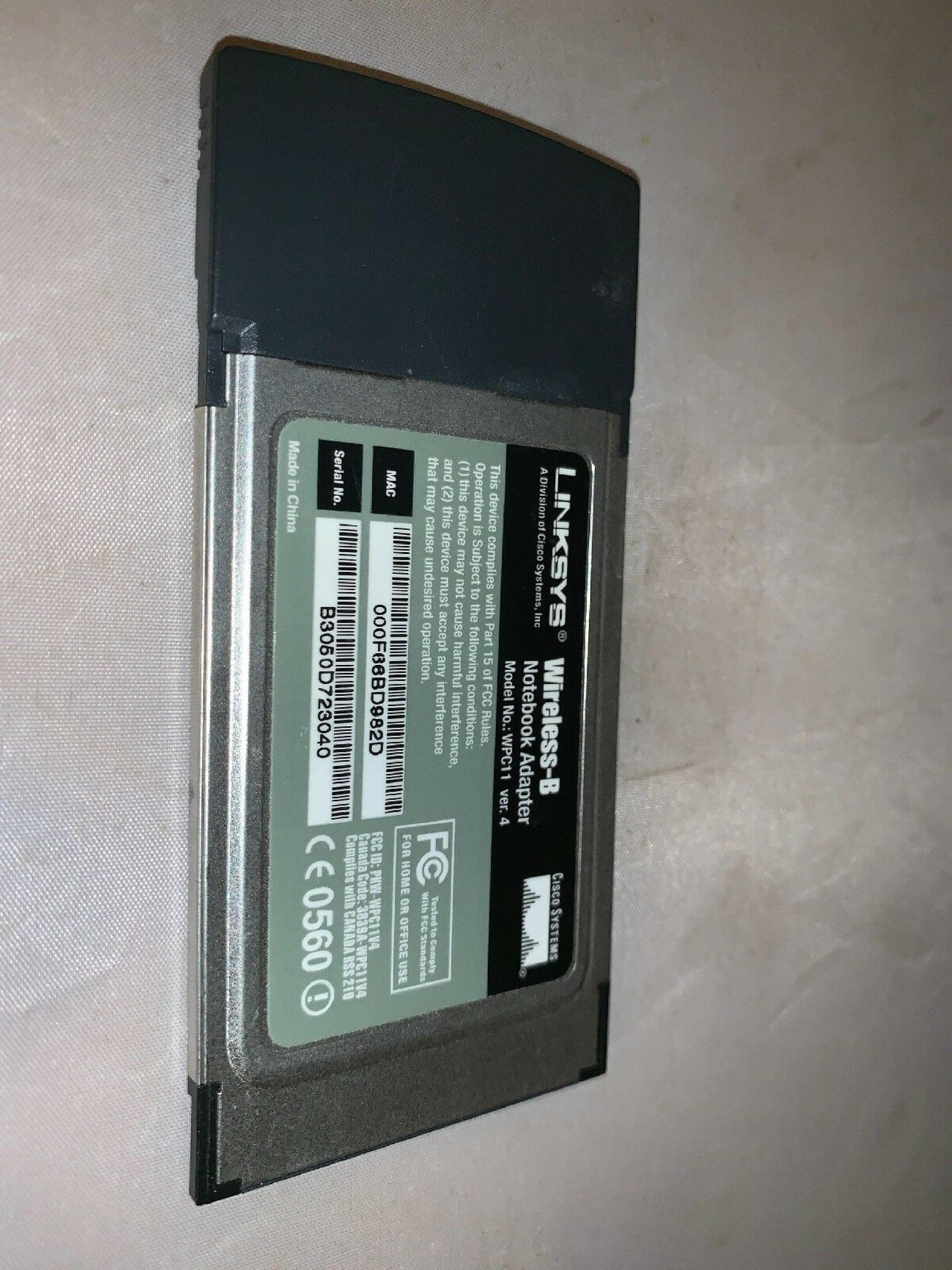 LINKSYS WPC11 PC CARD FOR WIRELESS ROUTER