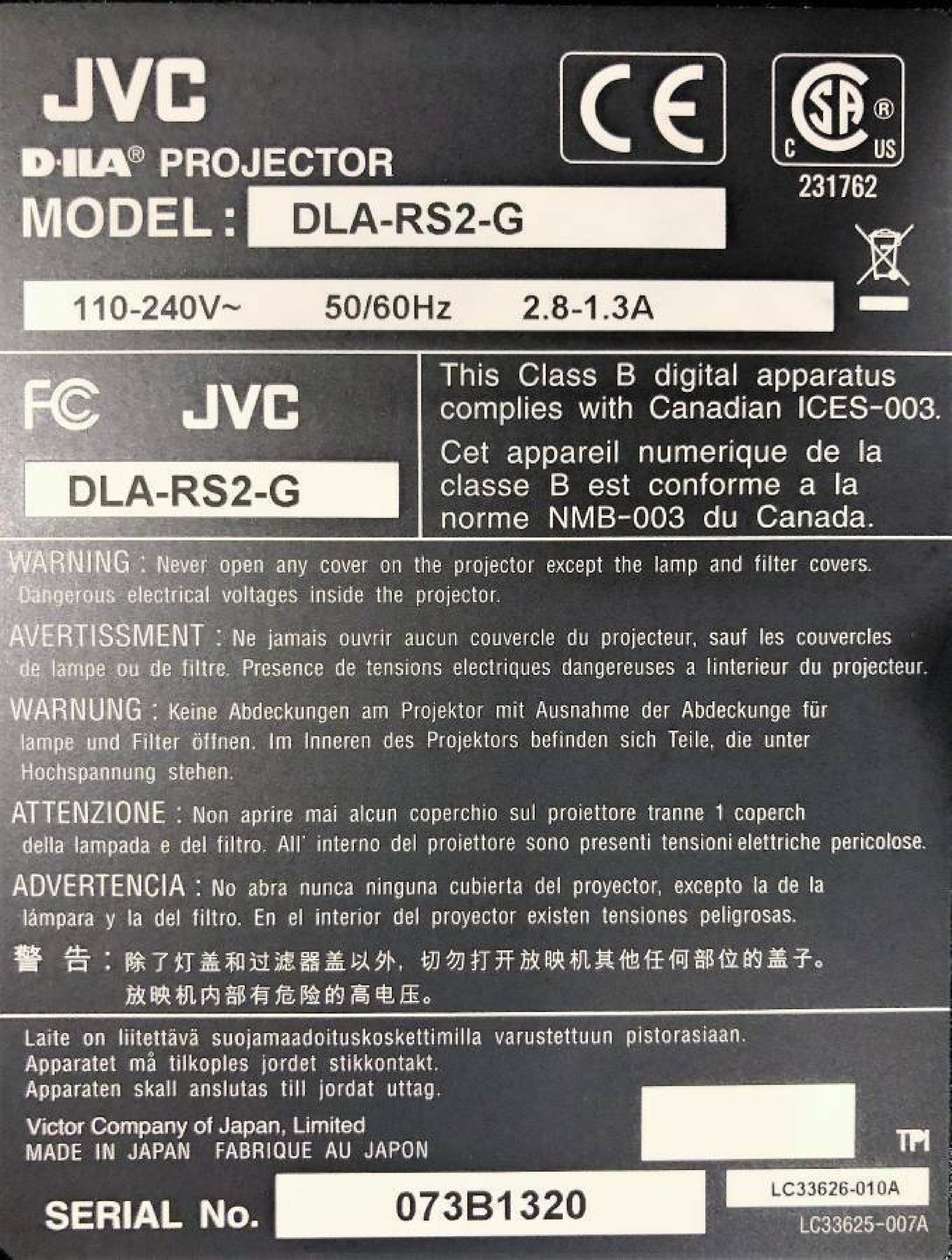 HUGHES / JVC D-ILA DIGITAL GRAPHICS PROJECTOR WITH BASE