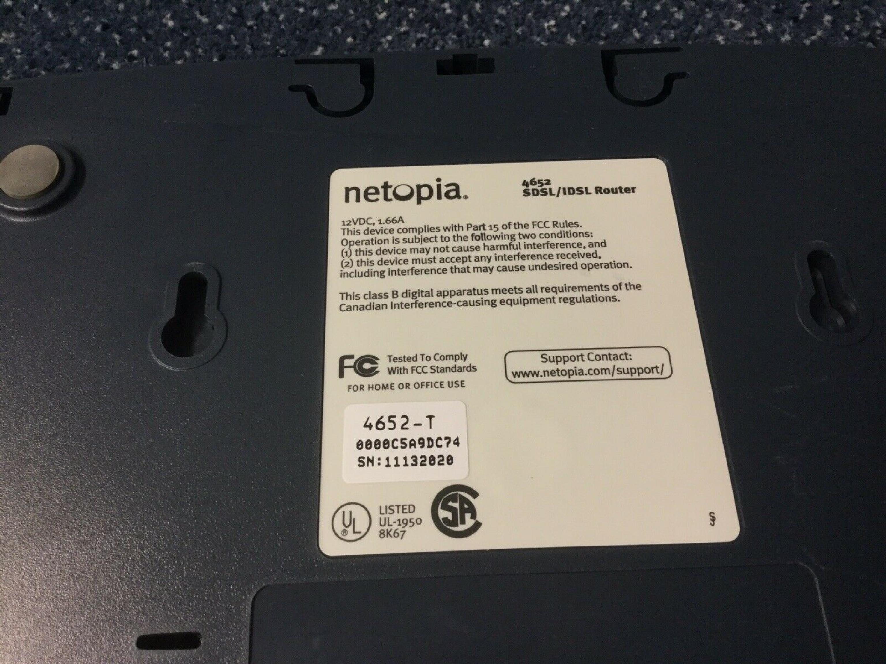 NETOPIA 4652 SDSL/IDSL ROUTER