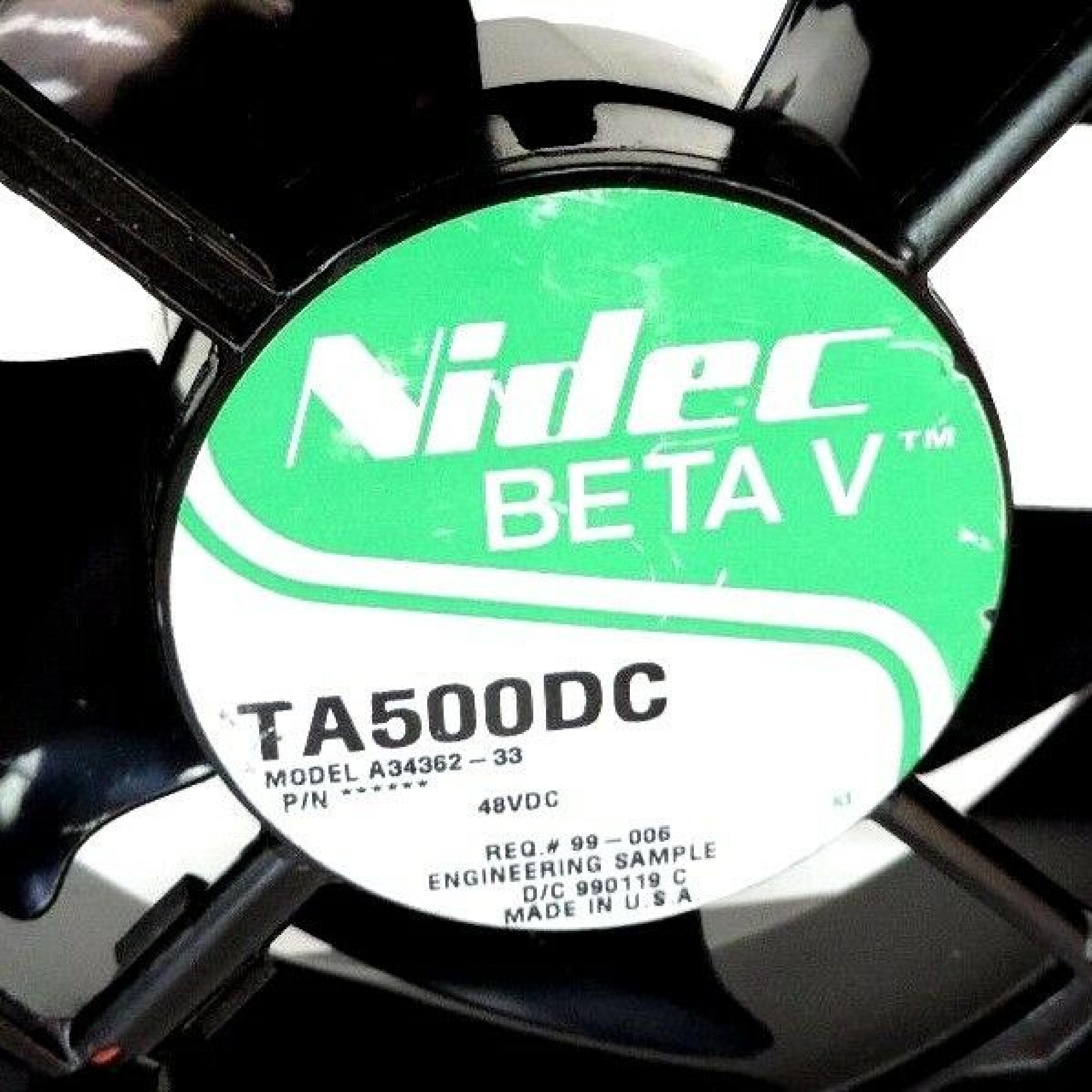 NIDEC / COMPAQ / HEWLETT PACKARD / HP TA500DC 48 VOLT DC FAN 127MM 38MM THICK BETA V 3 WIRE 12VDC 6PIN CONNECTOR 2.7A X 50MM 6 WIRES PIN 12VOLT 2.7AMP PROLIANT ML570 ML530 CASE HOT PLUG 132X132X64MM