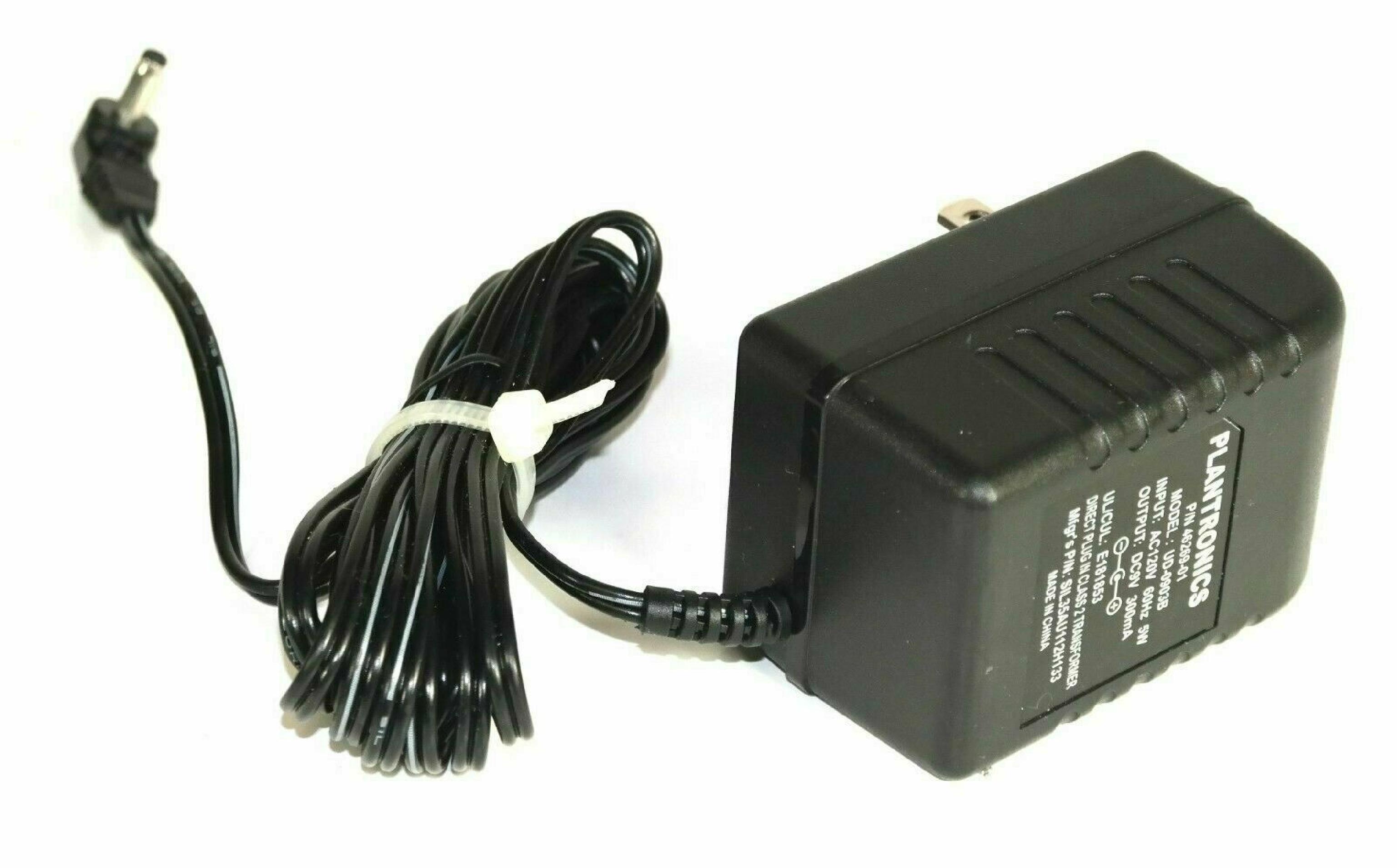 PLANTRONICS 46269-01 AC ADAPTER 9VDC 300MA, 12FT CABLE WITH BARREL CONNECTOR, OD:3.8MM, ID:1.3MM, WALL STYLE