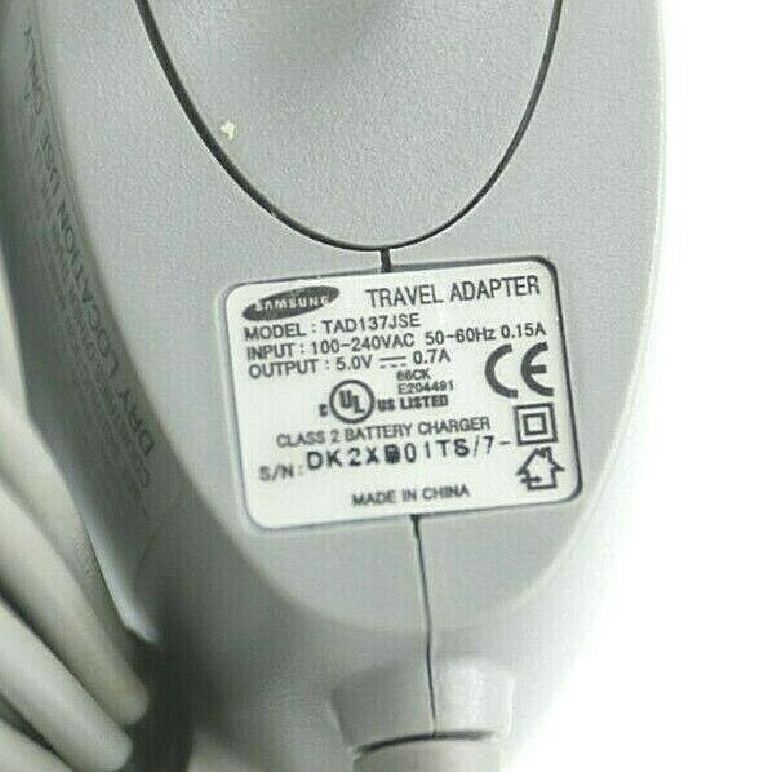 SAMSUNG TAD137JSE TRAVEL ADAPTER INLINE CHARGER WITH 6FT CABLE, WALL MOUNT STYLE