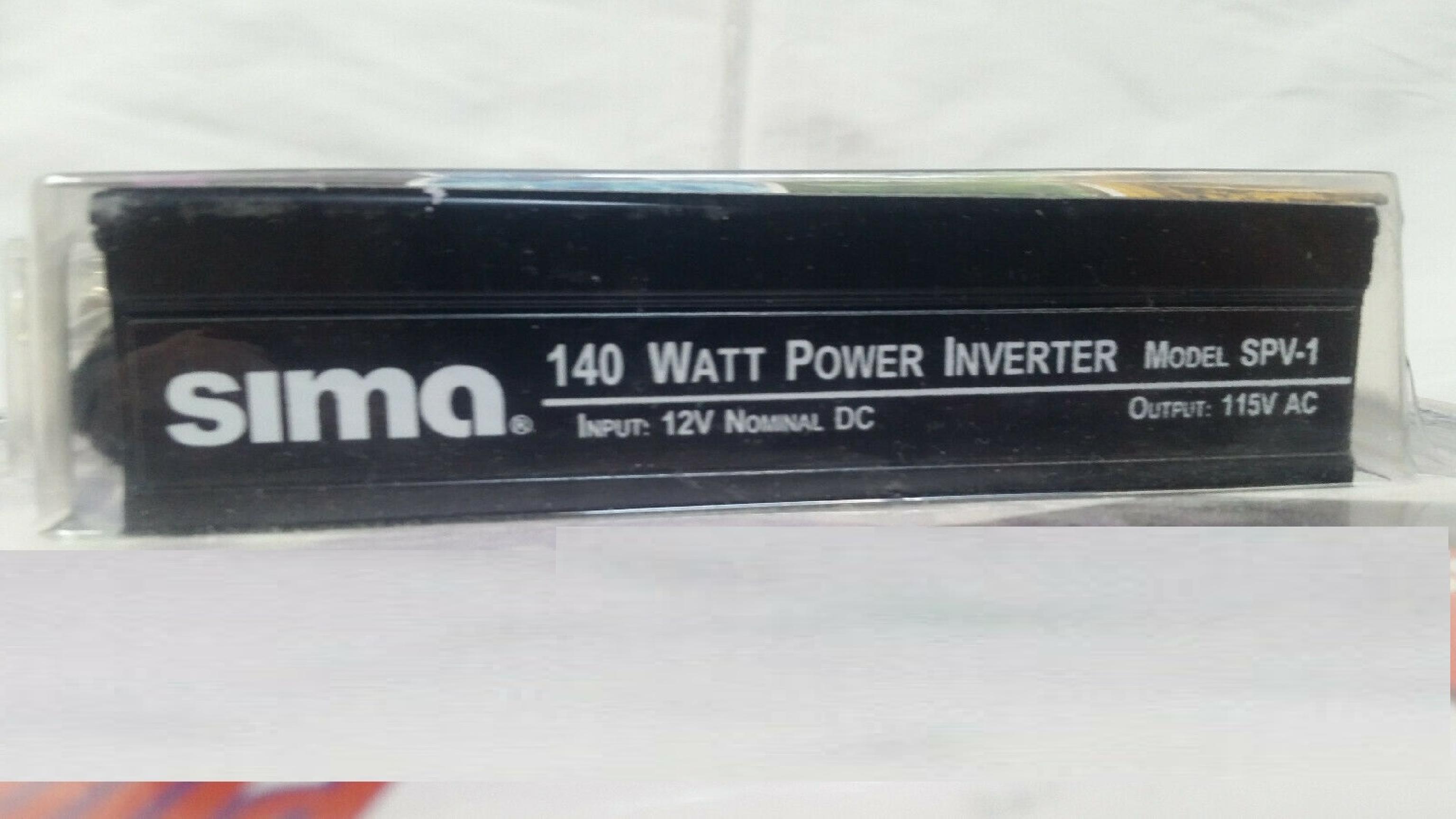 SIMA SPV-1 140 WATT POWER INVERTER 3FT CABLE DC CAR LIGHTER ADAPTER TO 115VAC HOUSE CURRENT