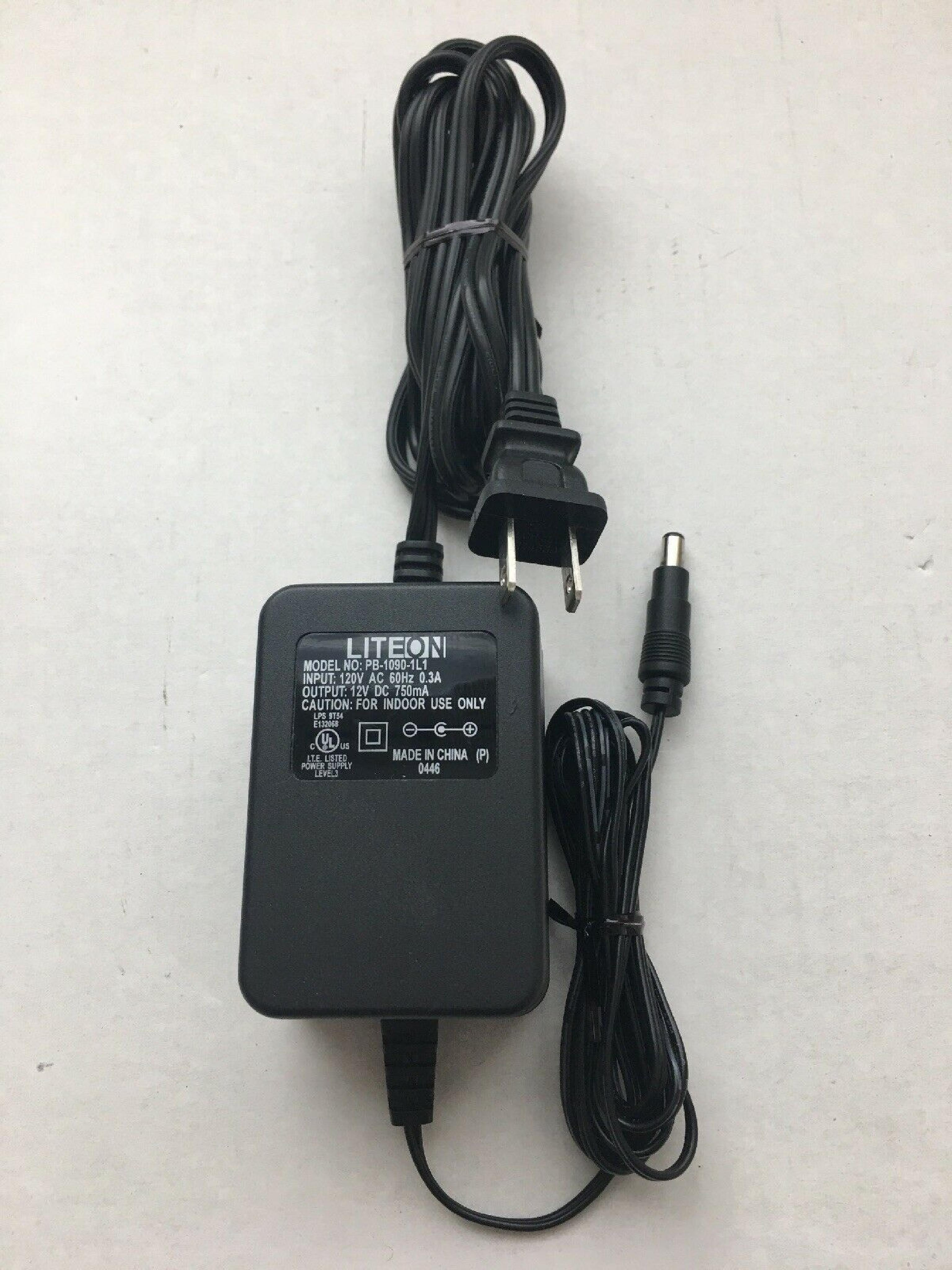 LITEON PB-1090-1L1 AC ADAPTER 12VDC 750MA, 6FT CABLE WITH BARREL CONNECTOR, OD:5.3MM, ID:2.4MM, DESKTOP STYLE, NEGATIVE OUTSIDE POLE