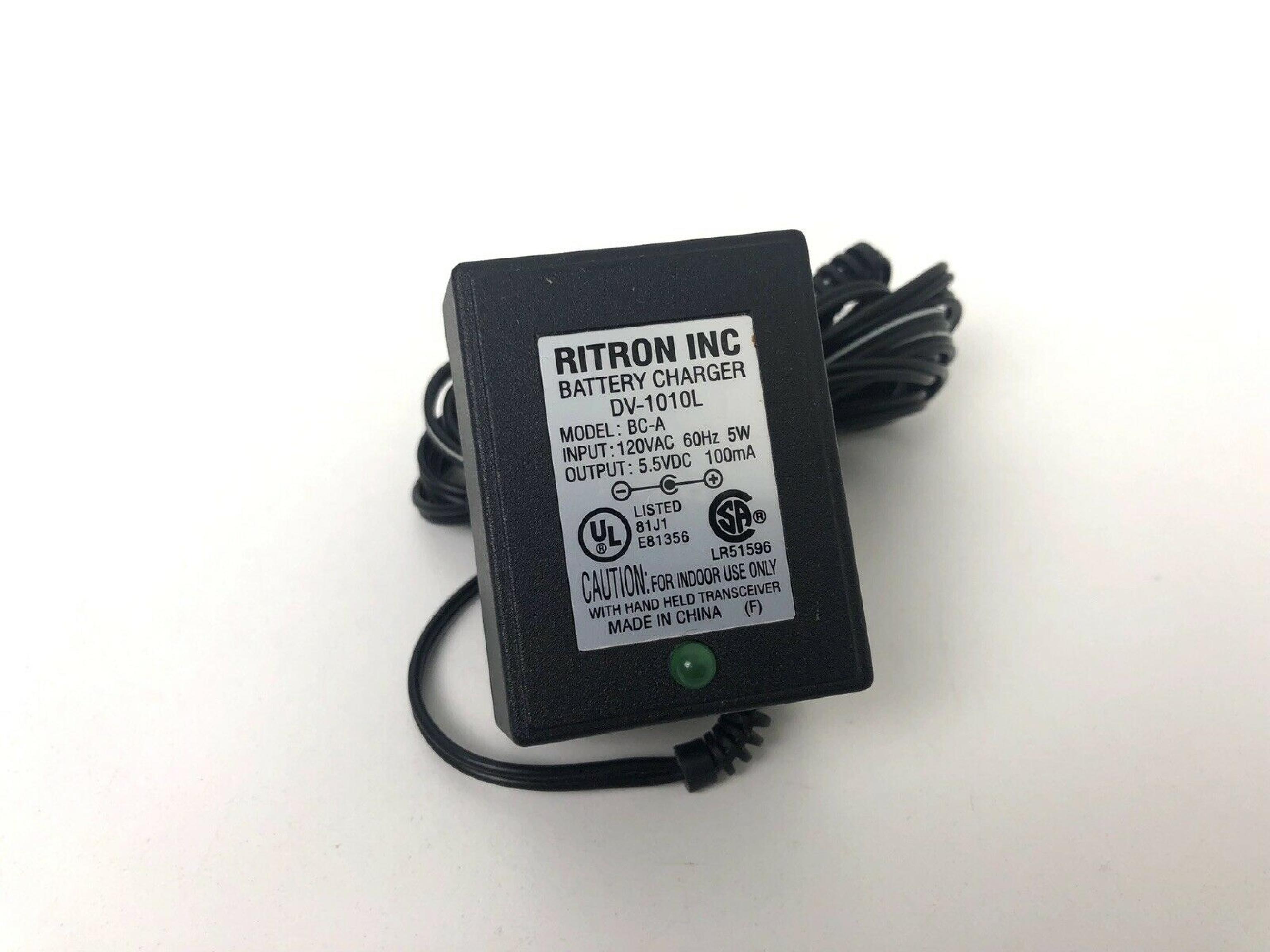 RITRON DV-1010L AC ADAPTER 5.5VDC 100MA, 6FT CABLE WITH 2.4MM STEREO PLUG, WALL STYLE