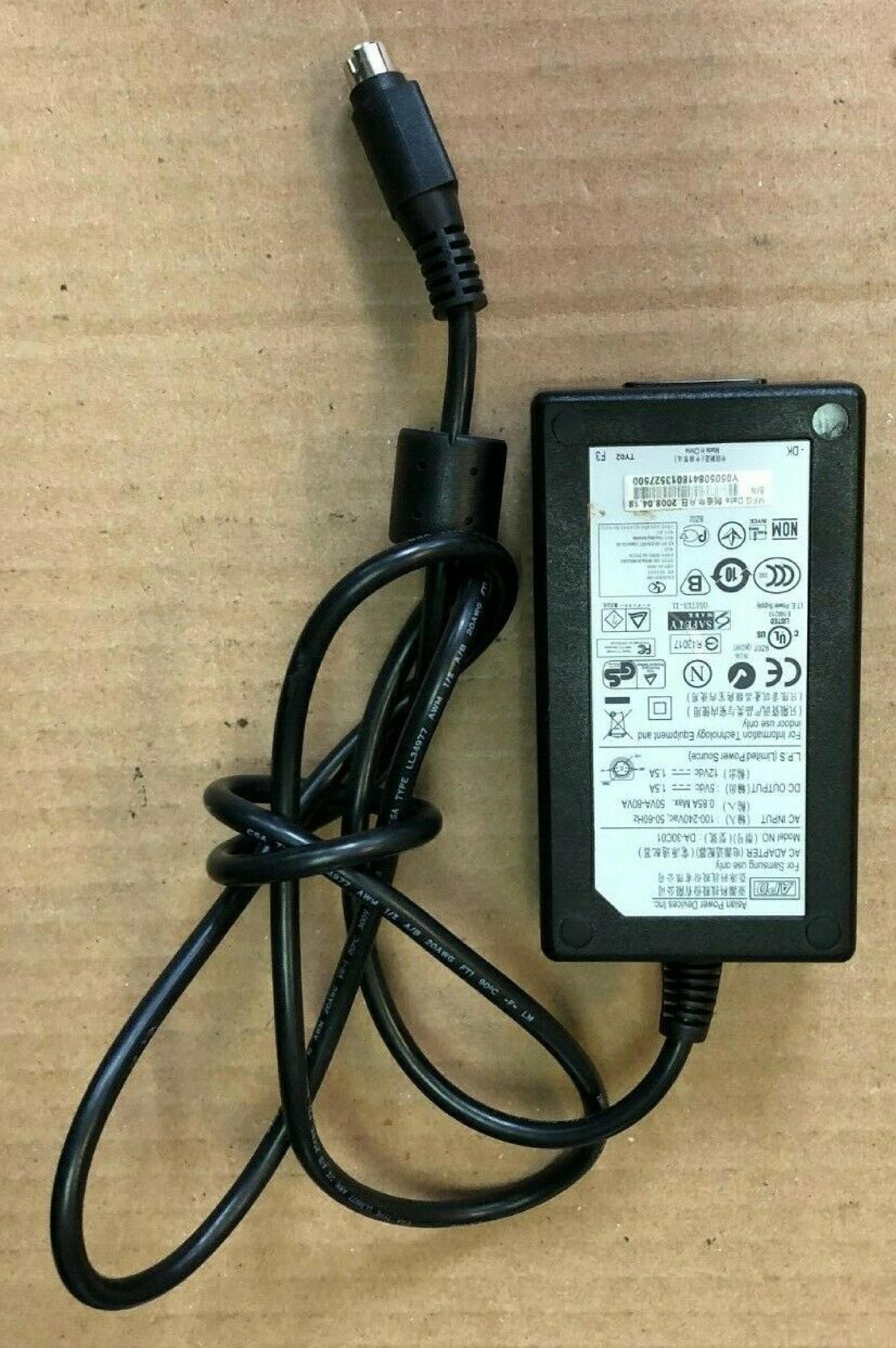 APD DA-30C01 AC ADAPTER 5VDC 1.5A, 12VDC 1.5A, 6FT CABLE WITH 4 PIN DIN CONNECTER, DESKTOP STYLE