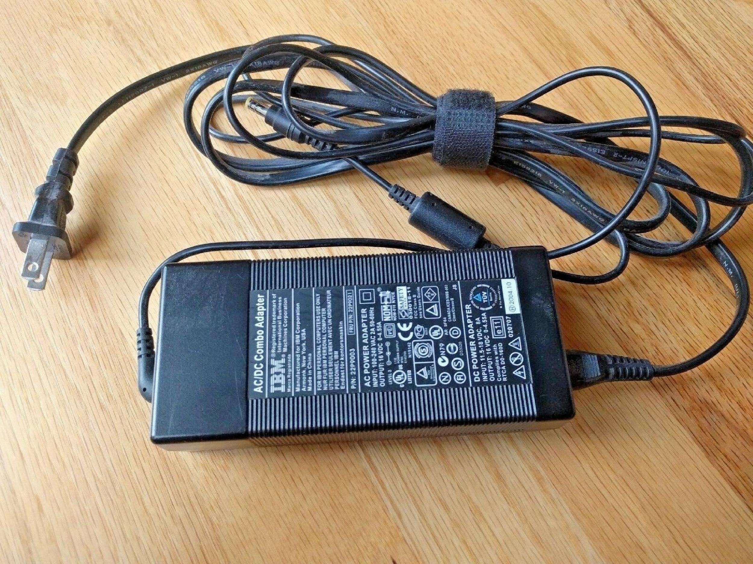 IBM 22P9003 AC ADAPTER 16VDC 4.55A, 6FT CABLE WITH BARREL CONNECTOR, OD:5.5MM, ID:2.4MM, DESKTOP STYLE, NEGATIVE OUTSIDE POLE