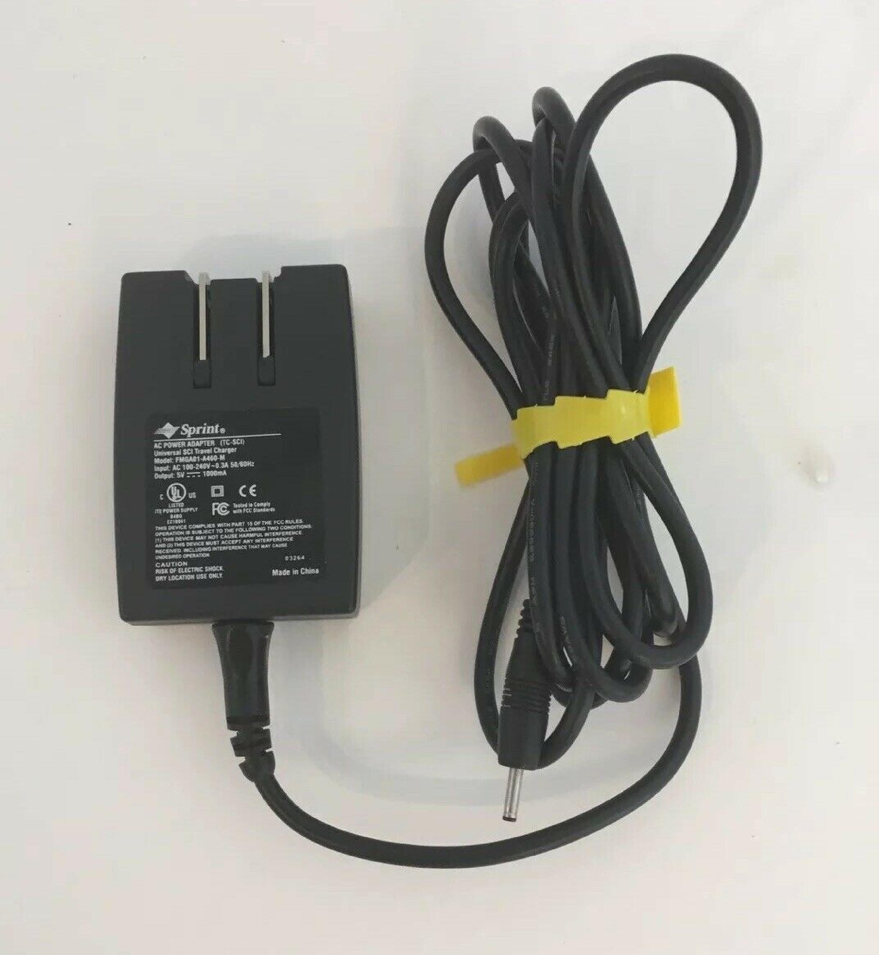 SPRINT FMGA01-A460-M AC ADAPTER 5VDC 1000MA, 6FT CABLE WITH BARREL CONNECTOR, OD:2.8MM, ID:0.7MM, WALL STYLE,