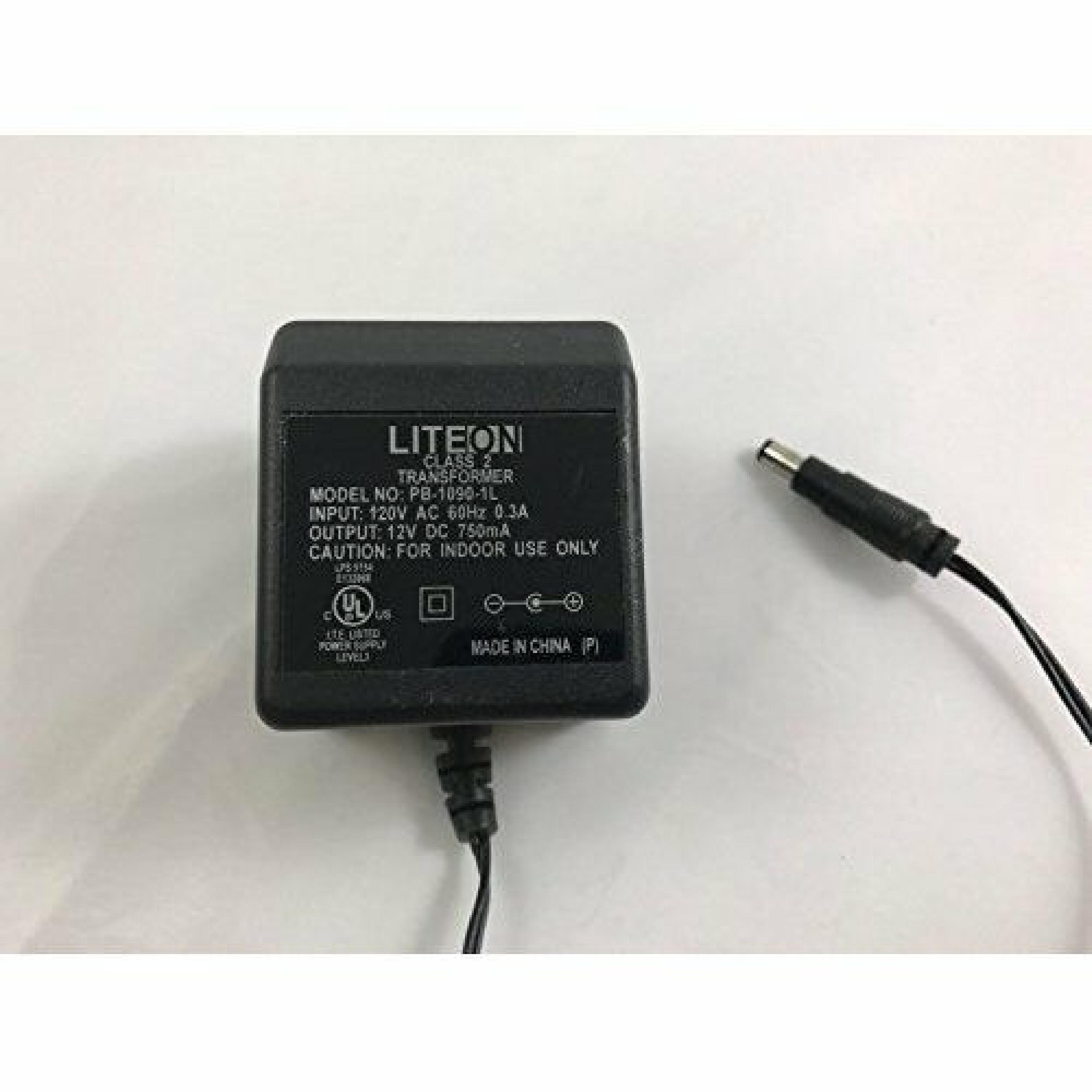 LITEON PB-1090-1L AC ADAPTER 12VDC 750MA, 6FT CABLE WITH BARREL CONNECTOR, OD:5.5MM, ID:2.35MM,WALL STYLE, NEGATIVE OUTSIDE POLE