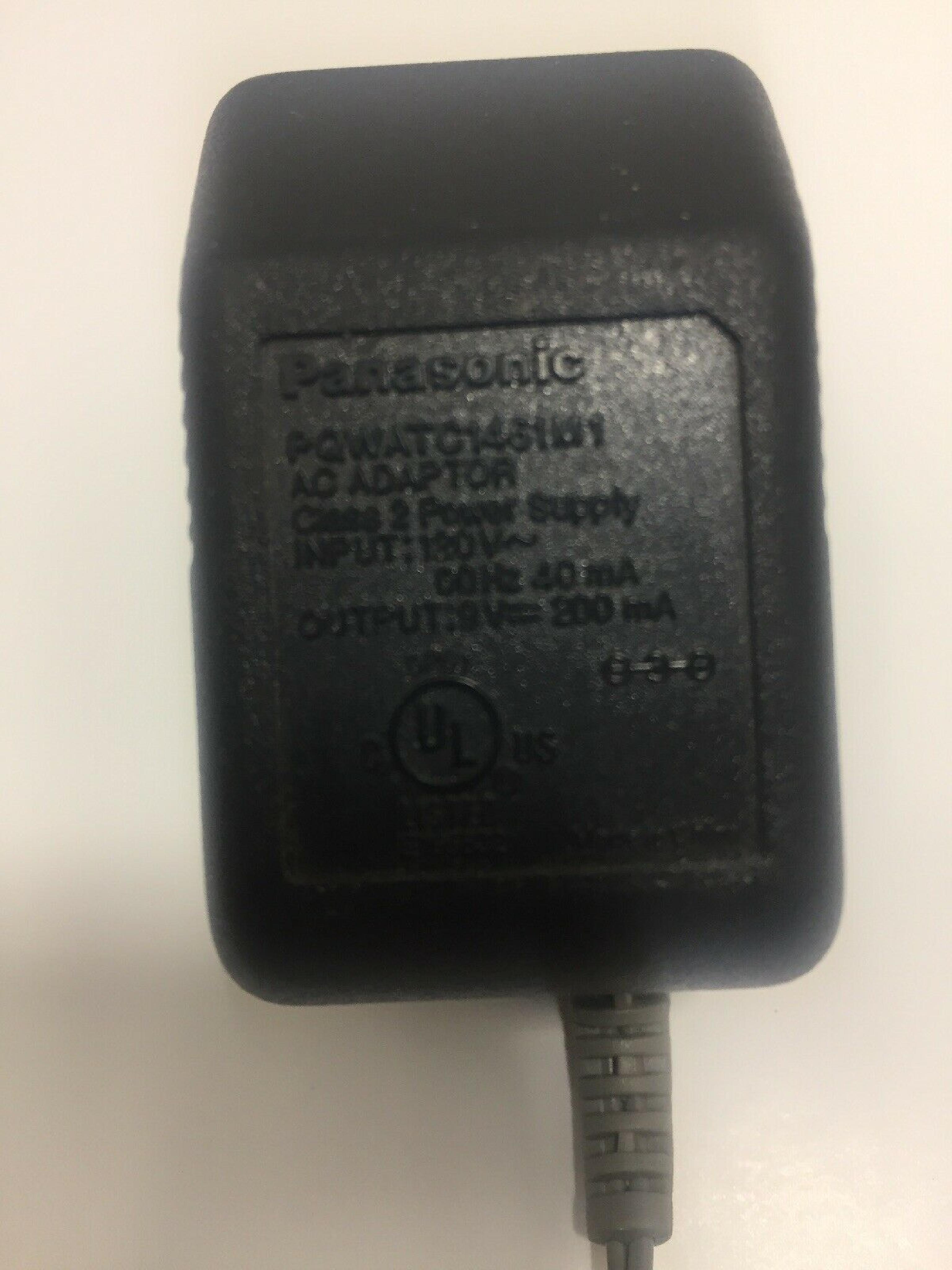 PANASONIC PQWATC1461M1 AC ADAPTER 9VDC 200MA, 6FT CABLE WITH BARREL CONNECTOR, OD:5.5MM, ID:2.15MM, WALL STYLE, NEGATIVE INSIDE POLE