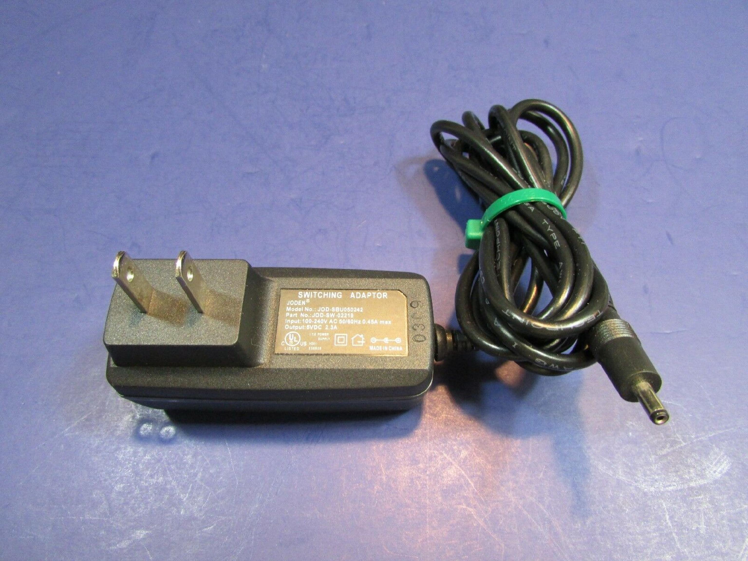 JODEN JOD-SBU050242 AC ADAPTER 5VDC 2.4A, 6FT CABLE WITH BARREL CONNECTOR, OD:3.5MM, ID:1.2MM, WALL STYLE, NEGATIVE OUTSIDE POLE