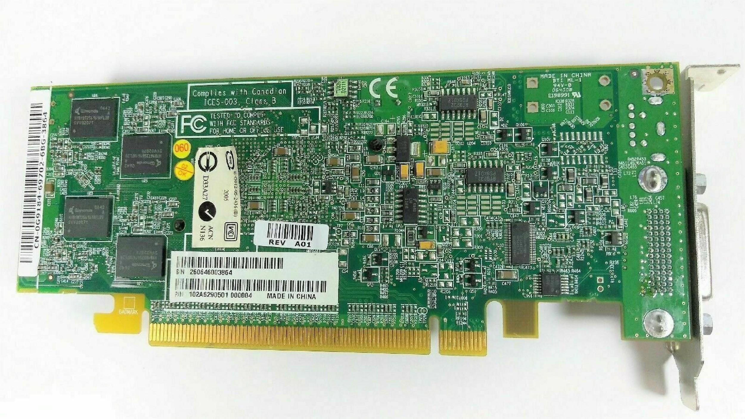 ATI 109-A62931-01 128MB PCI-E PCI EXPRESS VIDEO CARD WITH DVI PORT DMS-59 OUTPUT RADEON X600