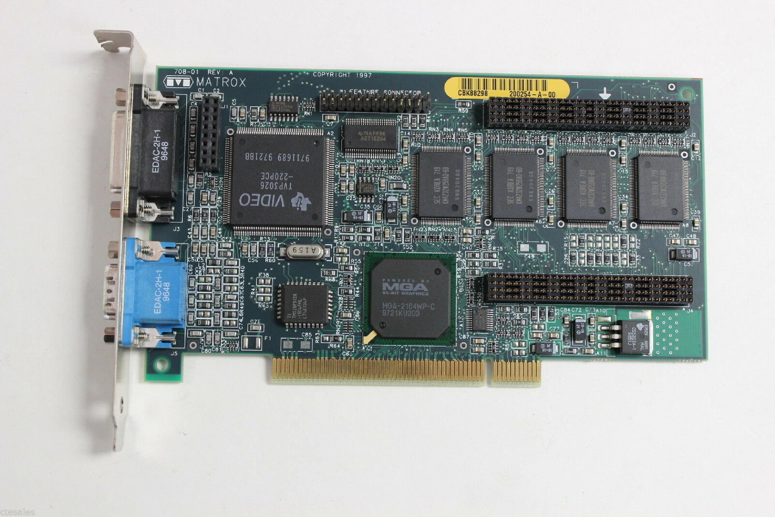 MATROX MIL2P/4N 4MB PCI VIDEO CARD MILLENIUM WITH VGA AND PORTS MGA-2164WP-C