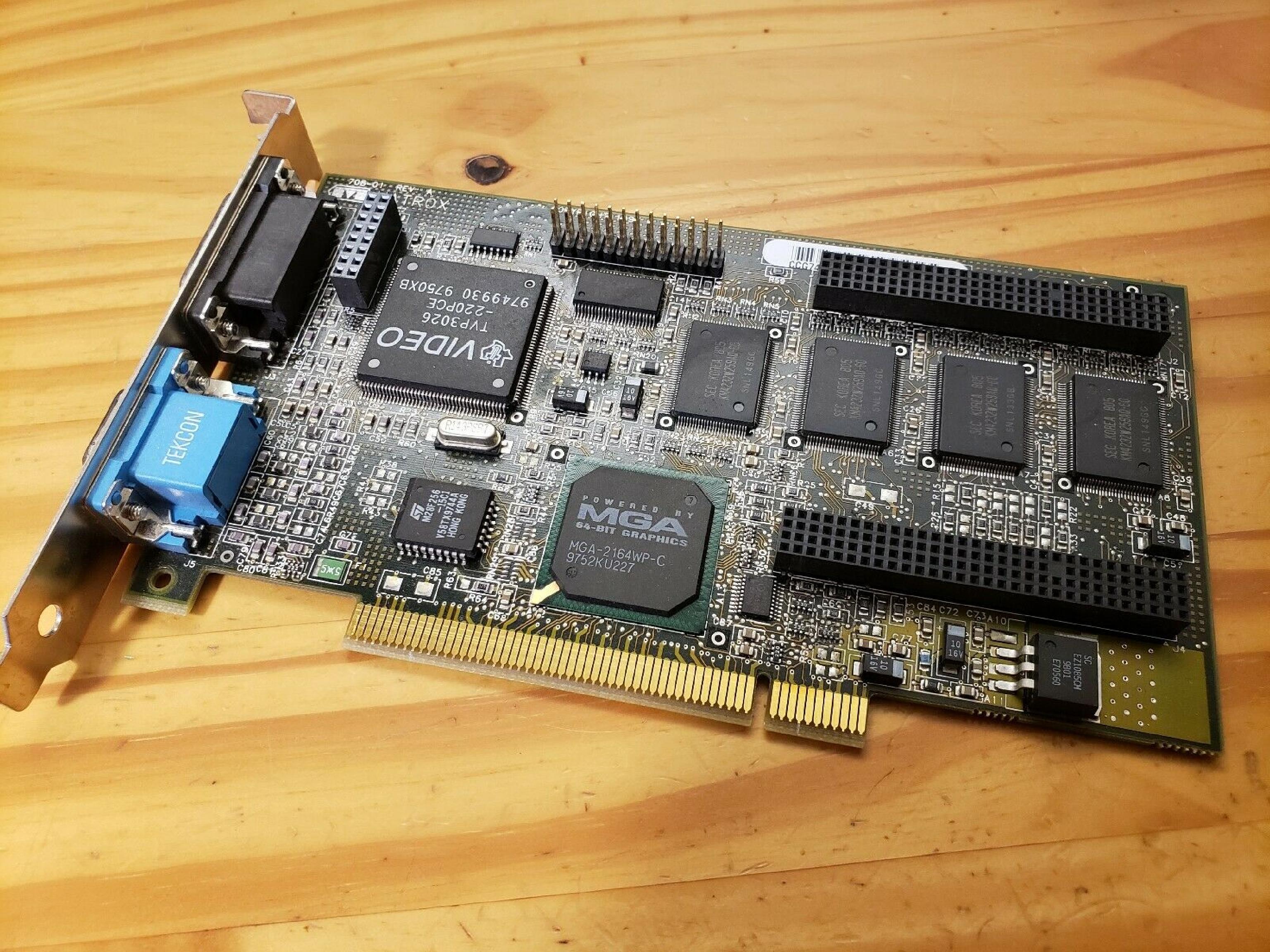 MATROX 55974 4MB PCI VIDEO CARD MILLENIUM WITH VGA AND PORTS MGA-2164WP-C