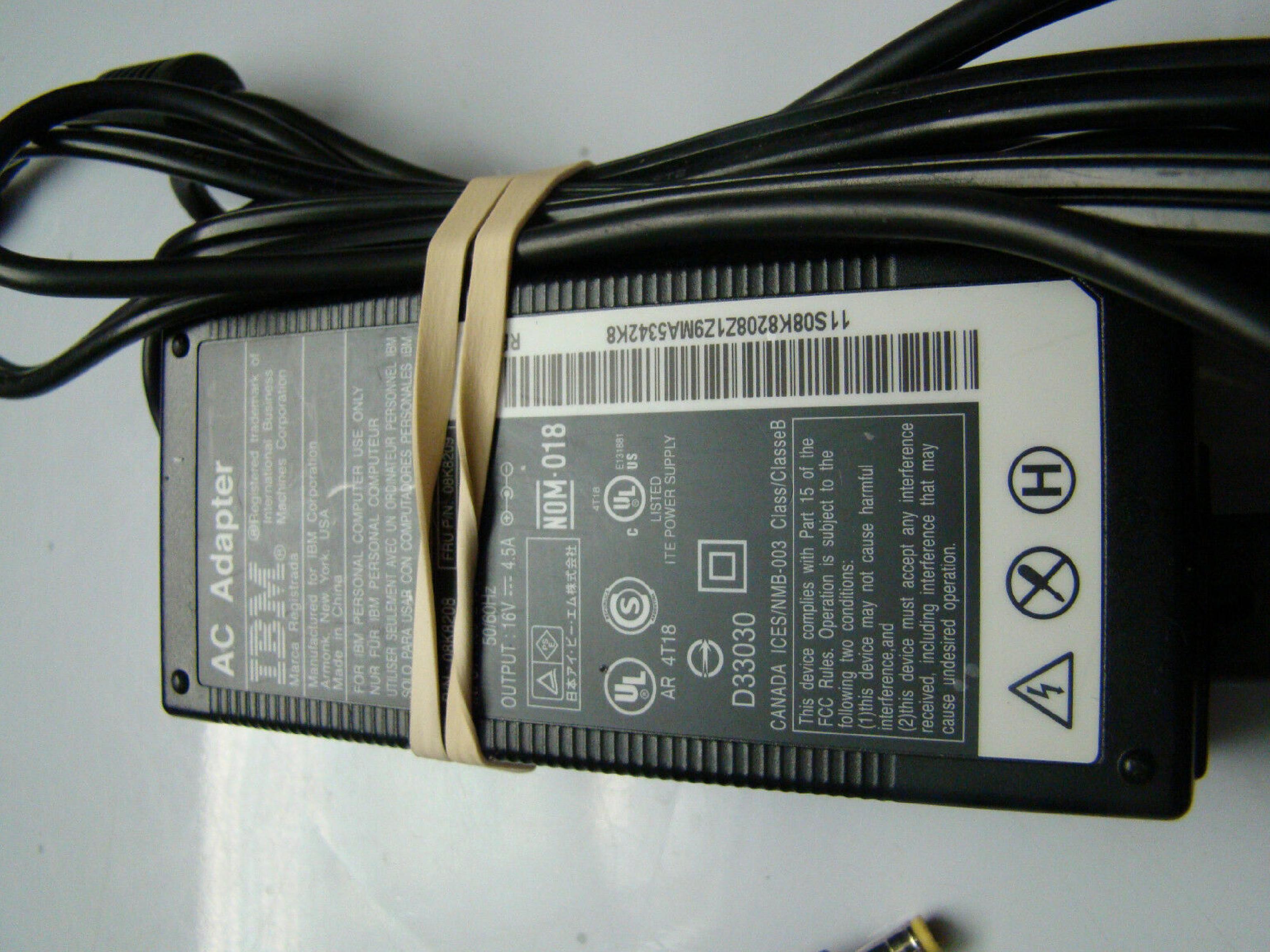 IBM 08K8208 16V DC 4.5A AC ADAPTER FOR LENOVO WITH BARREL CONNECTOR