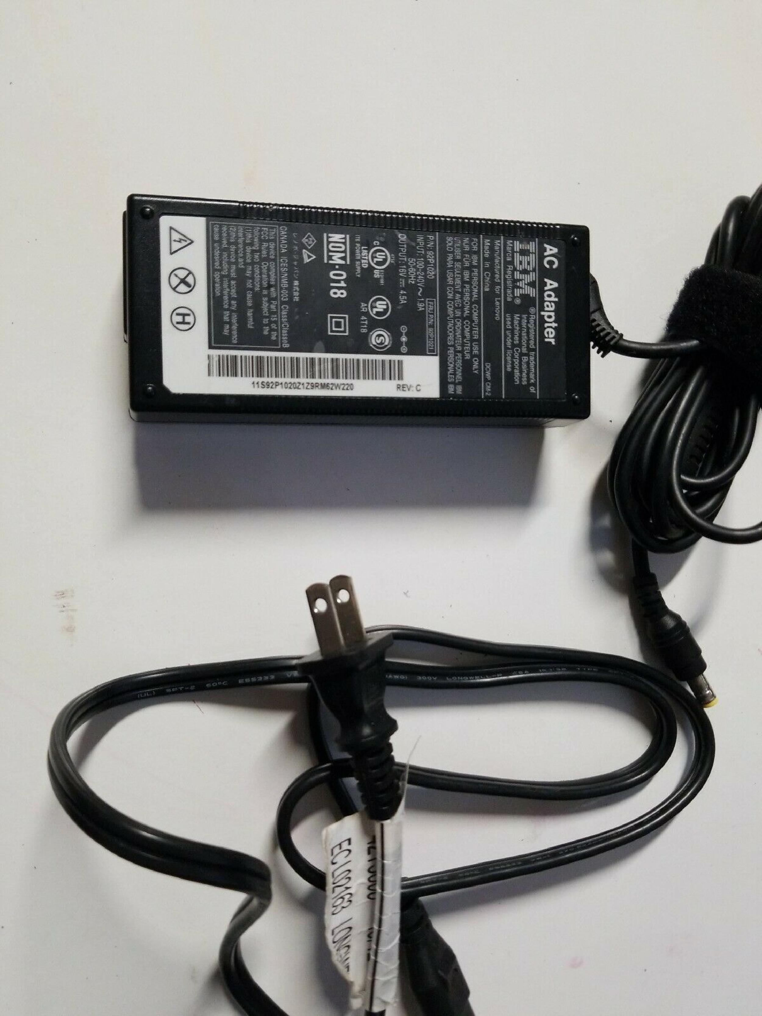 IBM 92P1021 16V DC 4.5A AC ADAPTER FOR LENOVO WITH BARREL CONNECTOR