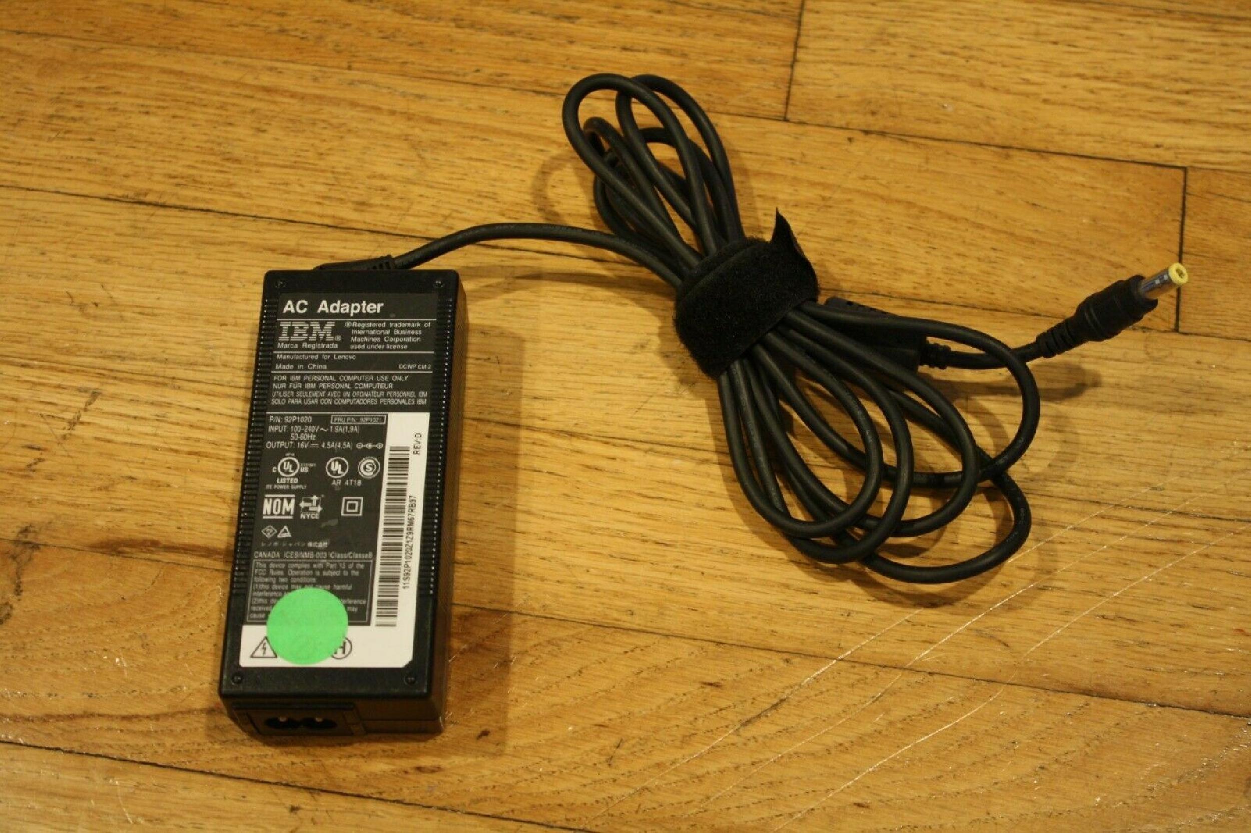 IBM 92P1021 16V DC 4.5A AC ADAPTER FOR LENOVO WITH BARREL CONNECTOR