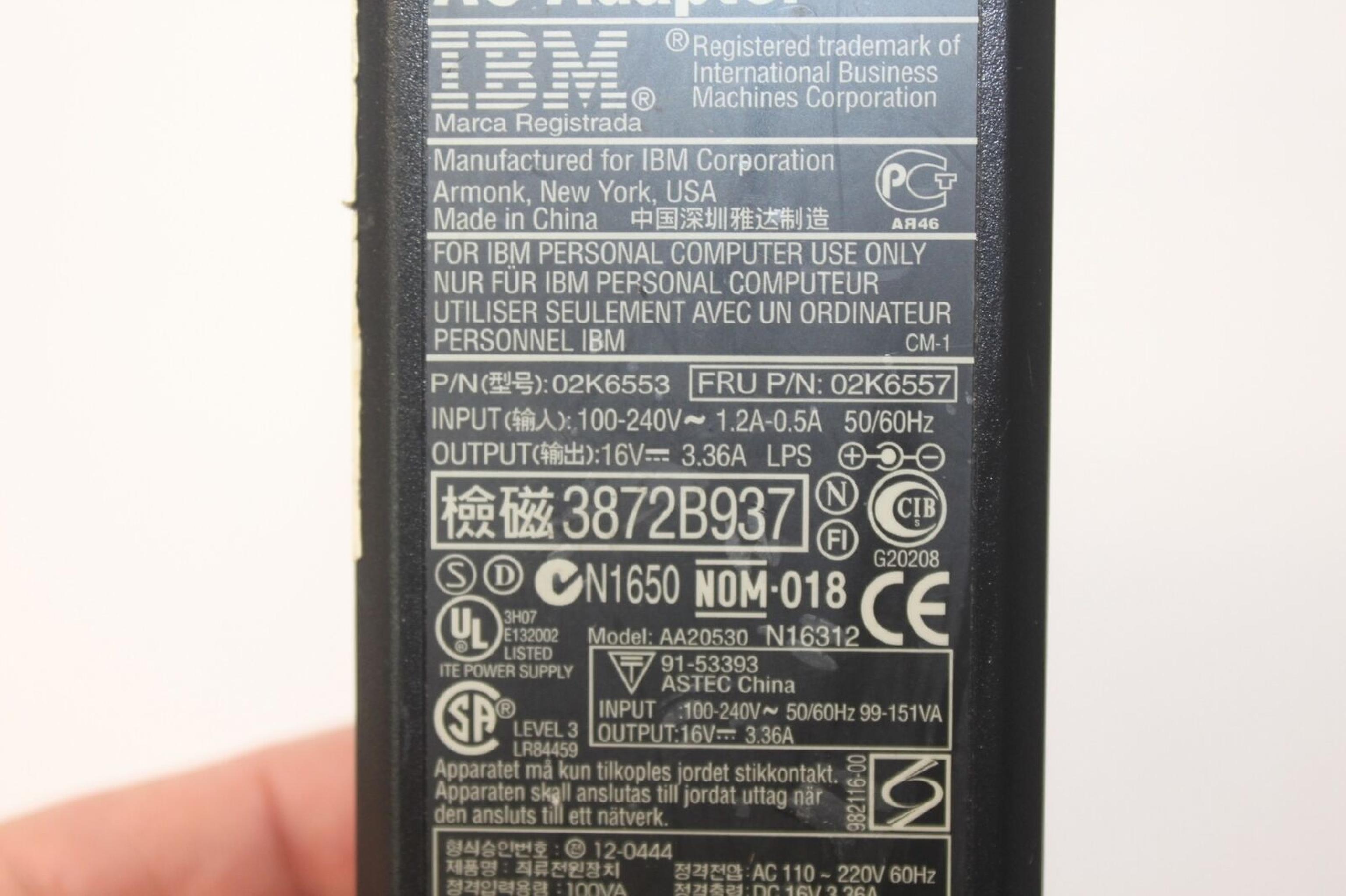 IBM AA20530 16V DC 3.36A AC ADAPTER WITH BARREL CONNECTOR