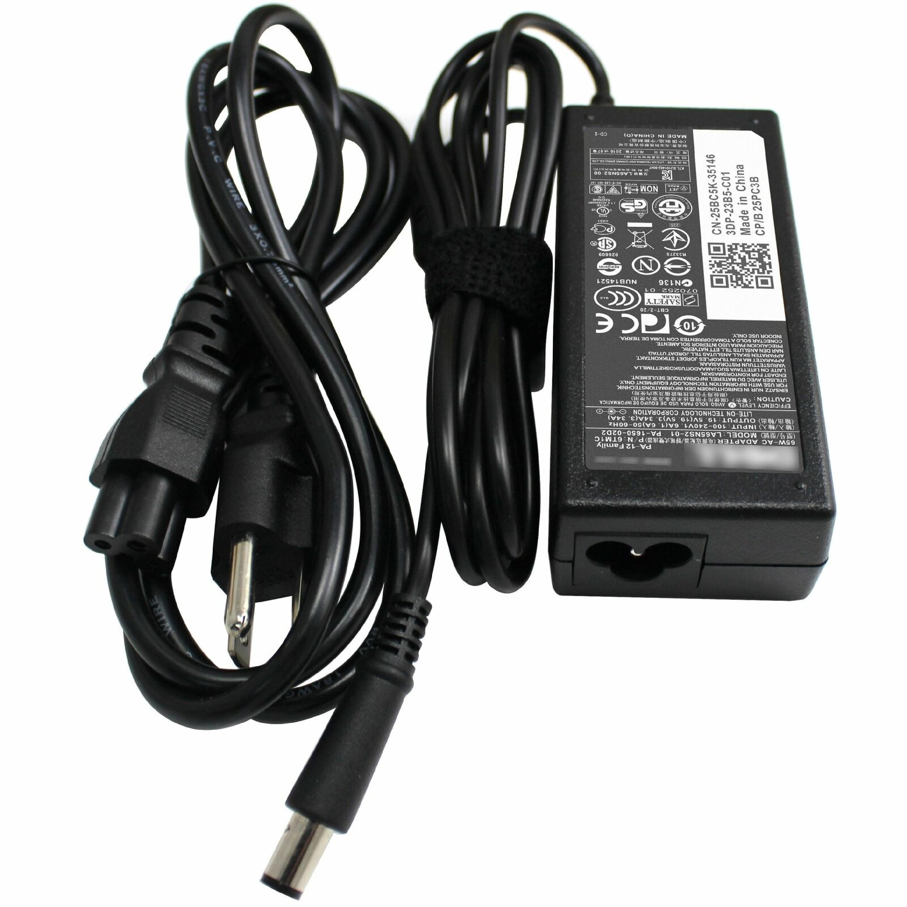 DELL PA-12  19.5V DC 3.34A AC ADAPTER WITH BARREL CONNECTOR LAPTOP POWER SUPPLY+CORD FOR OUTPUT